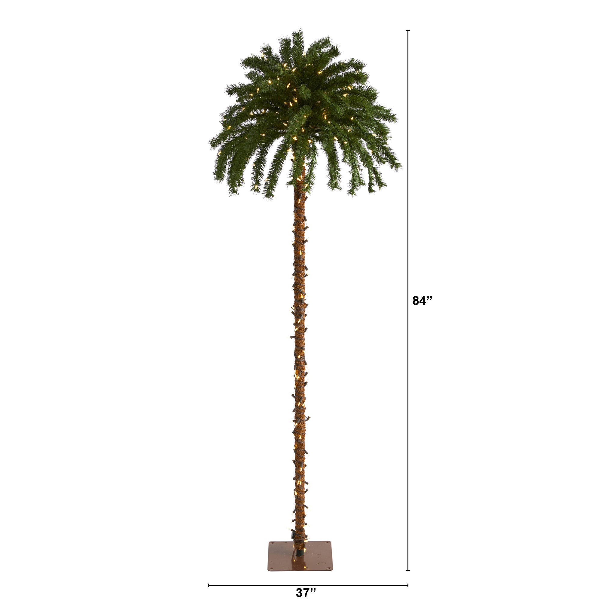 Sterling 7' Christmas Palm Artificial Tree with 300 White Warm LED Lights, , large
