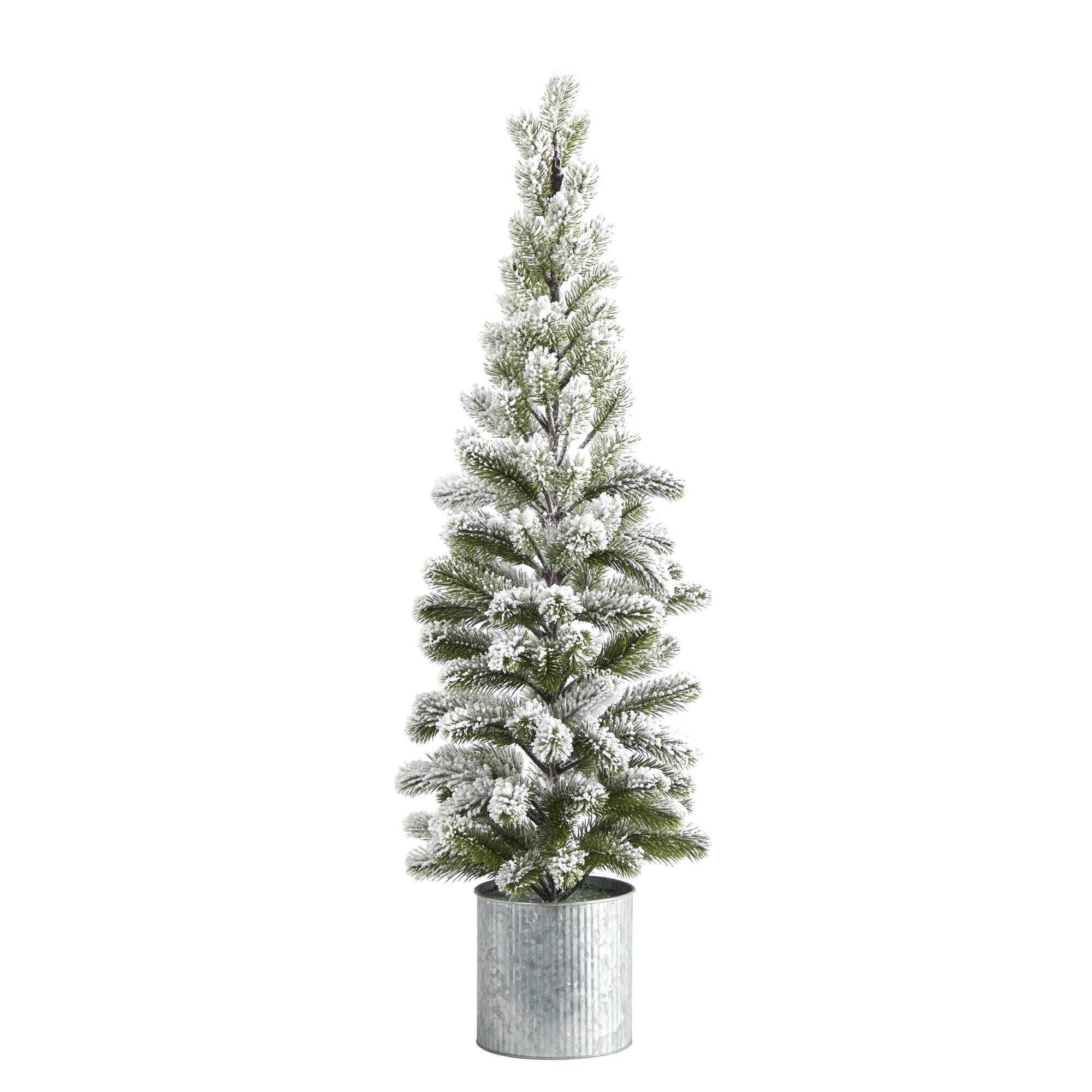 Sterling 3' Flocked Christmas Artificial Pine Tree in Tin Planter, , large