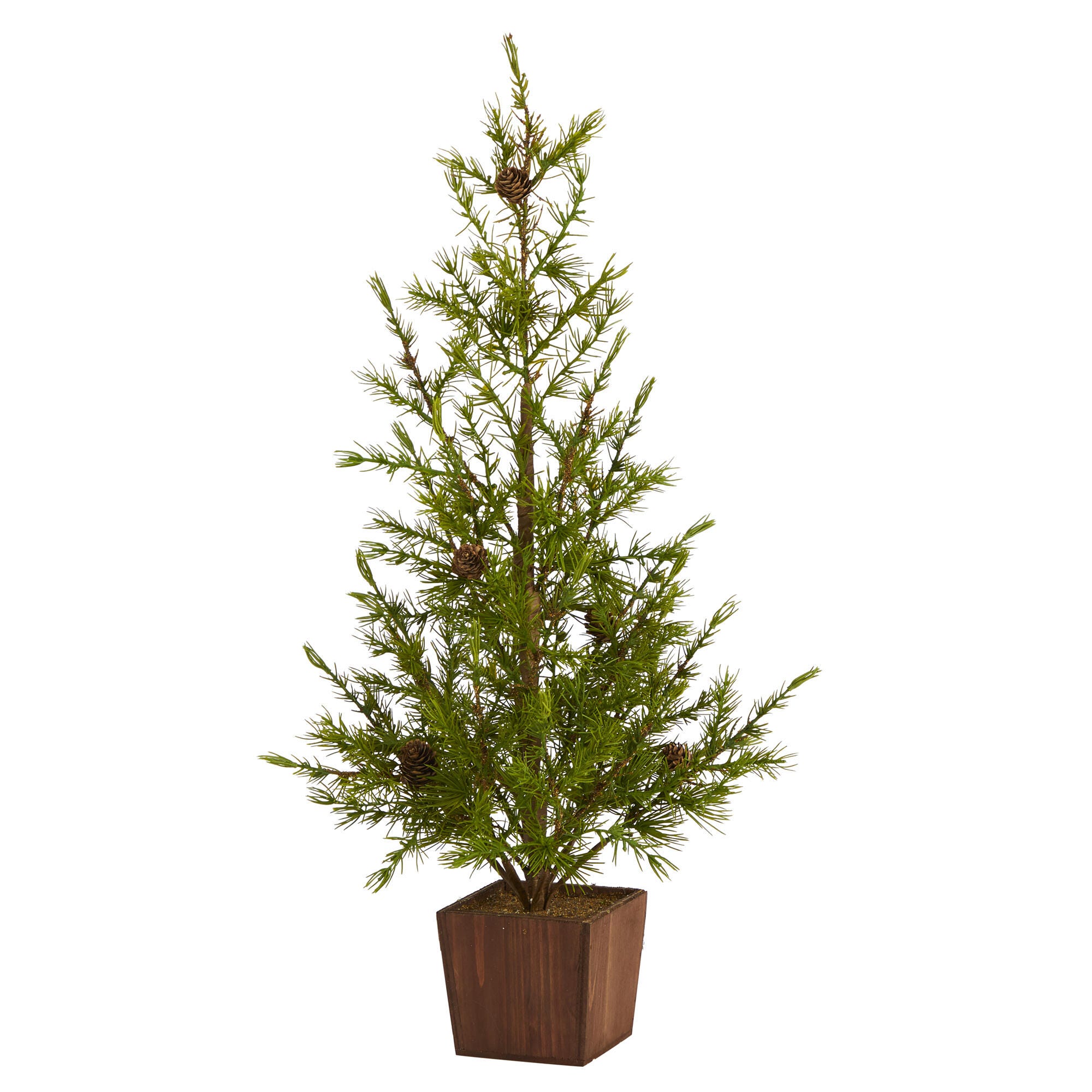 Sterling 28" Alpine &ldquo;Natural Look" Artificial Christmas Tree in Wood Planter with Pine Cones, , large