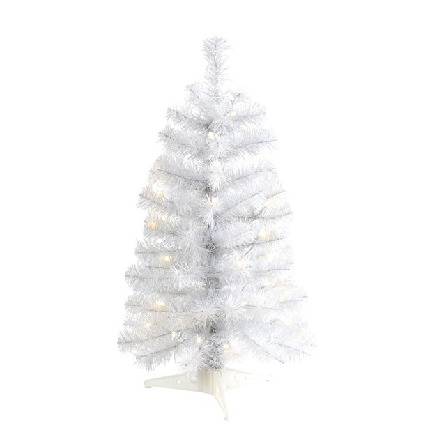Sterling 2' White Artificial Christmas Tree with 35 LED Lights and 72 Bendable Branches, White