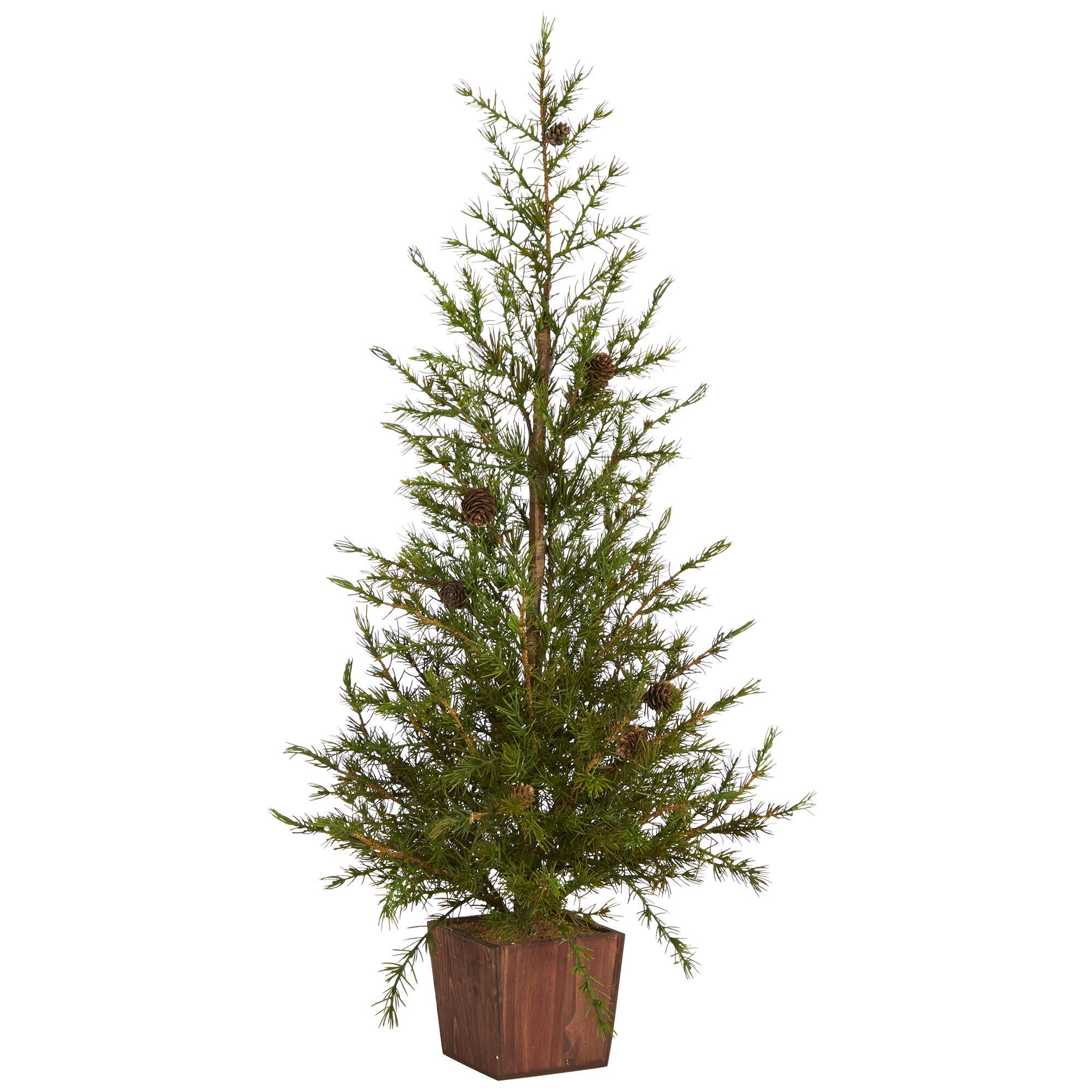 Sterling 3' Alpine &ldquo;Natural Look" Artificial Christmas Tree in Wood Planter with Pine Cones, , large