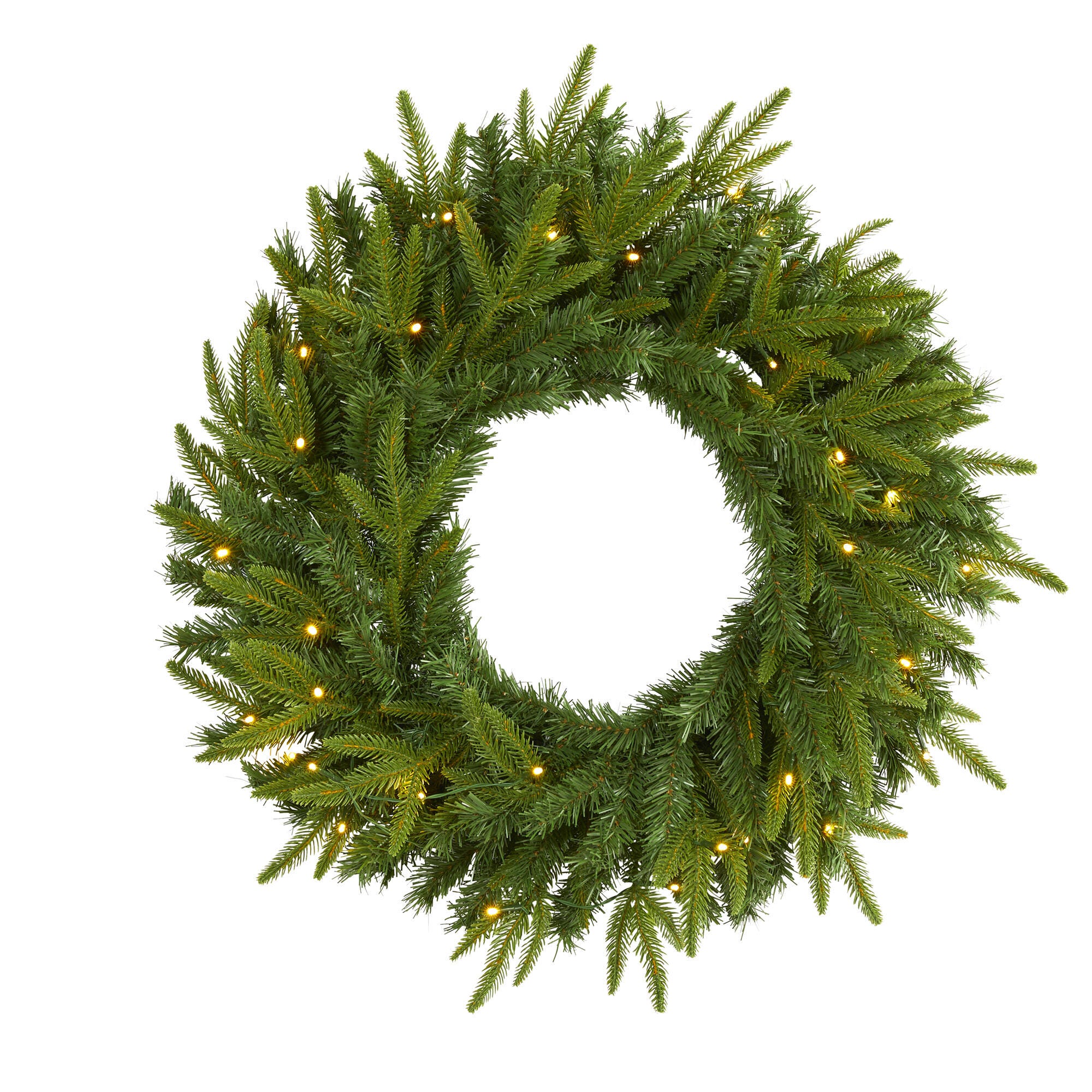 Sterling 24" Long Pine Artificial Christmas Wreath with 35 Clear LED Lights, , rollover