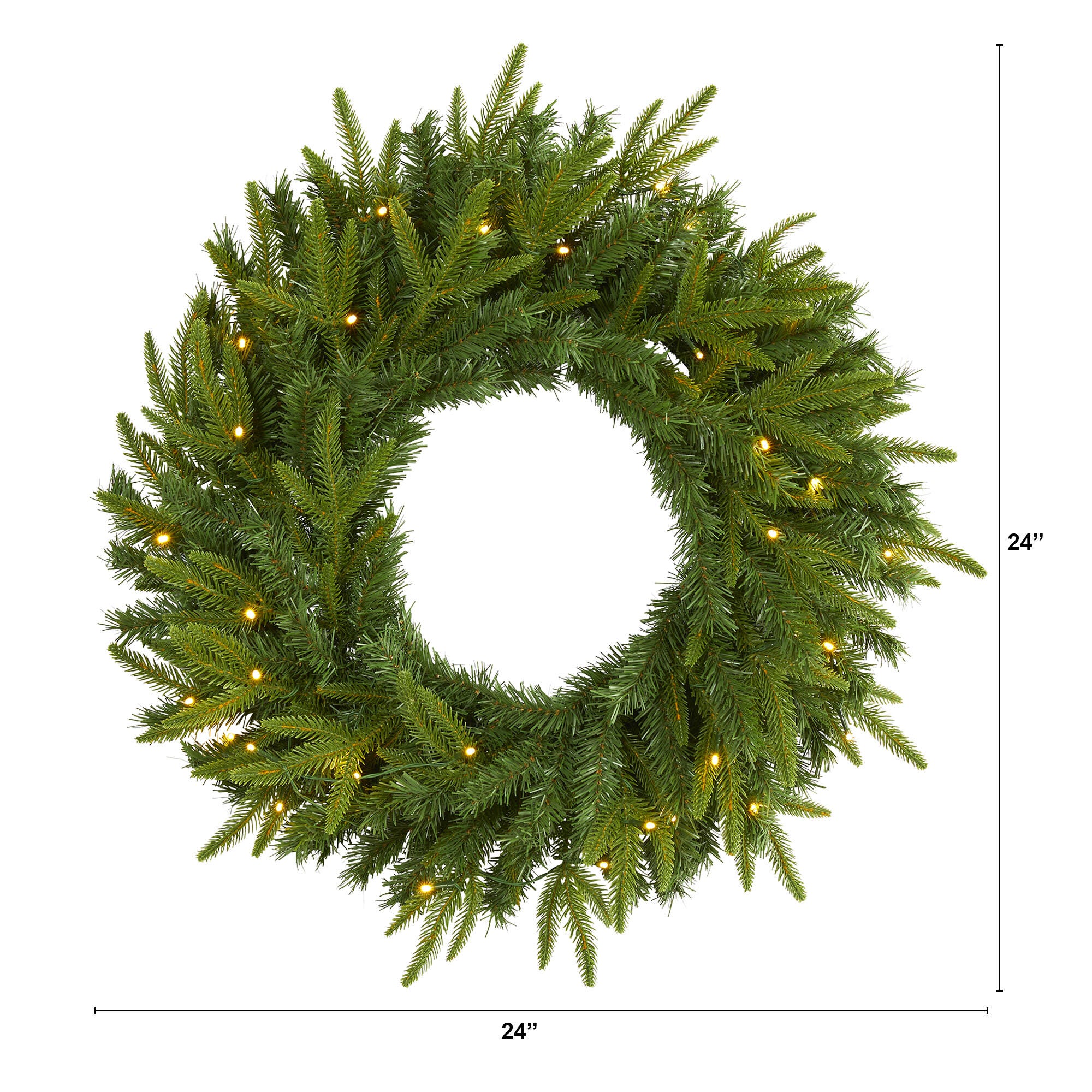 Sterling 24" Long Pine Artificial Christmas Wreath with 35 Clear LED Lights, , large