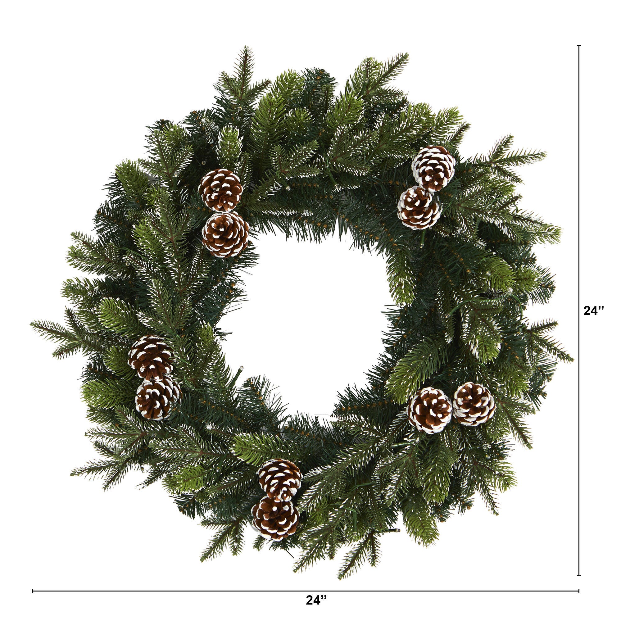 Sterling 24" Snowed Pinecone Artificial Christmas Wreath with 35 Clear LED Lights, , large