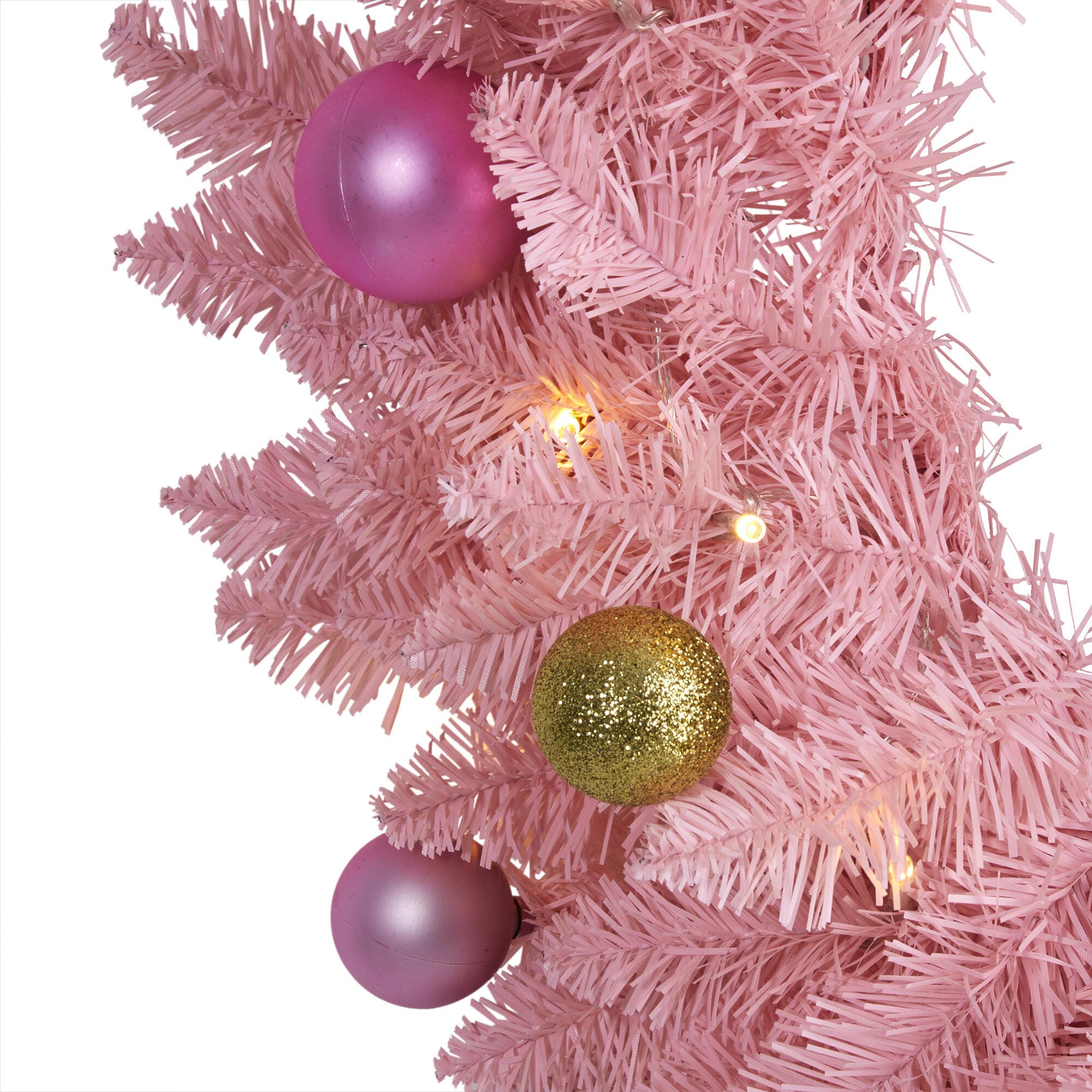 Sterling 24" Pink Artificial Christmas Wreath with 35 LED Lights and Ornaments, , swatch