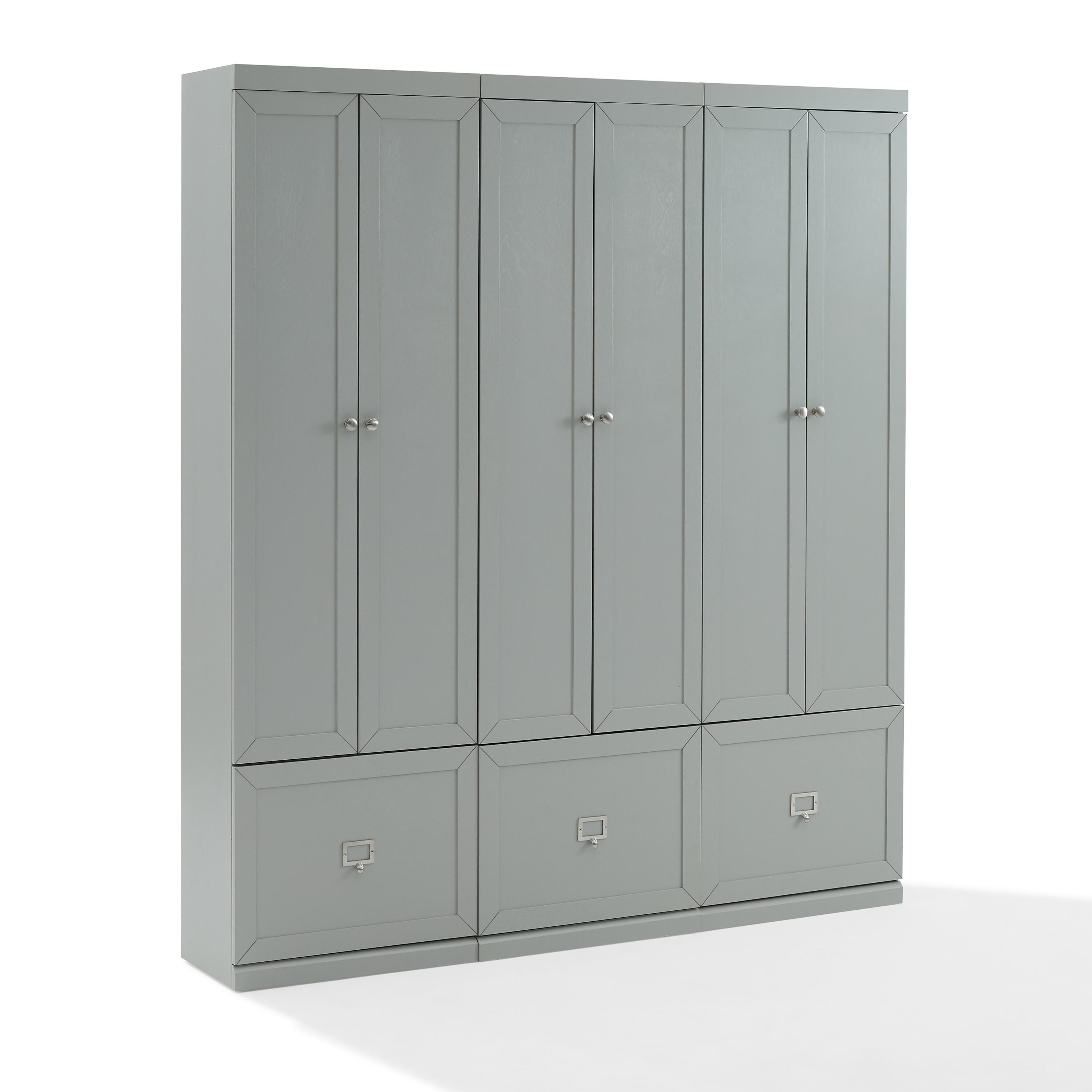 Crosley Furniture Harper 3-Piece Storage Entryway Set, Gray, large