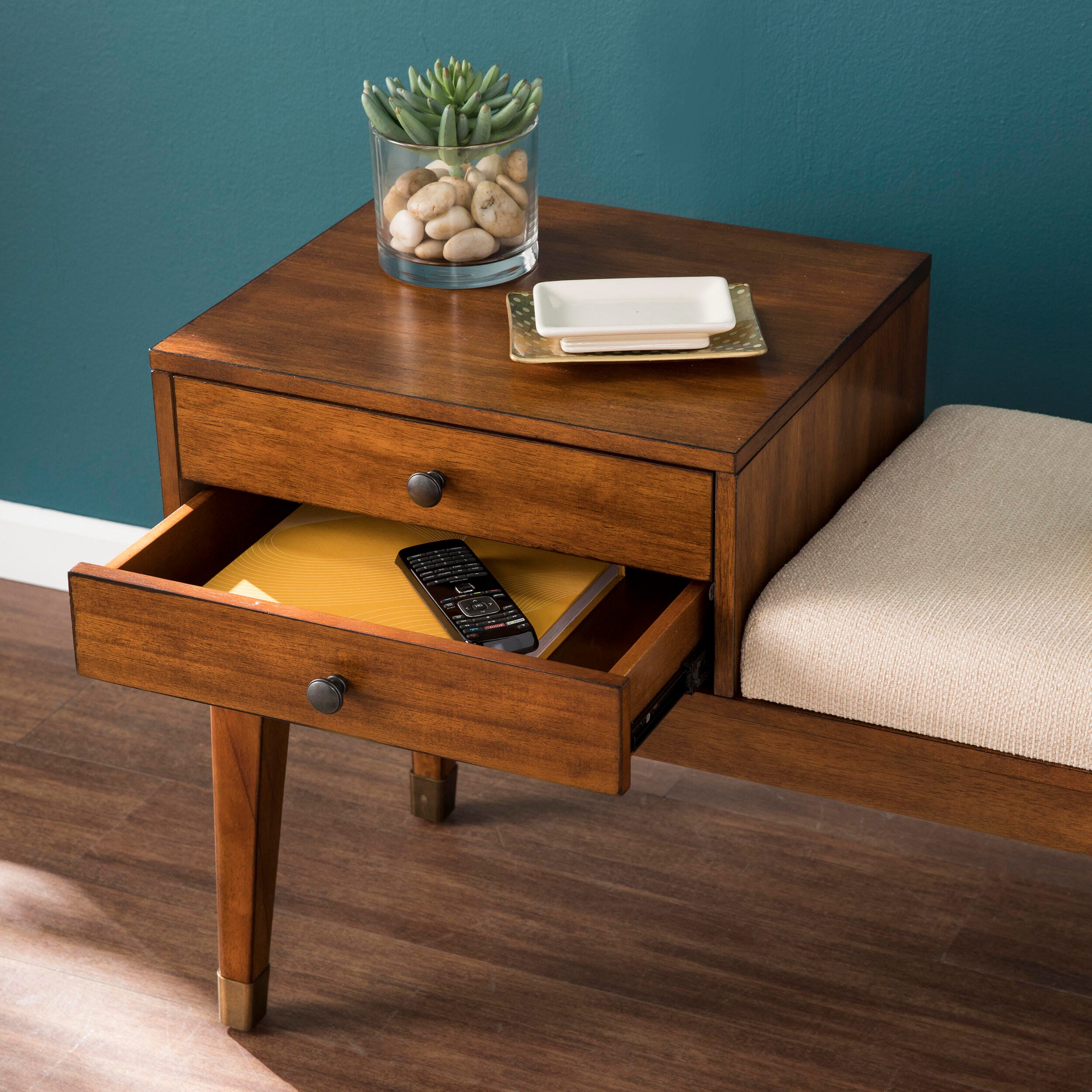 Benams Midcentury Modern Upholstered Storage Bench, , large