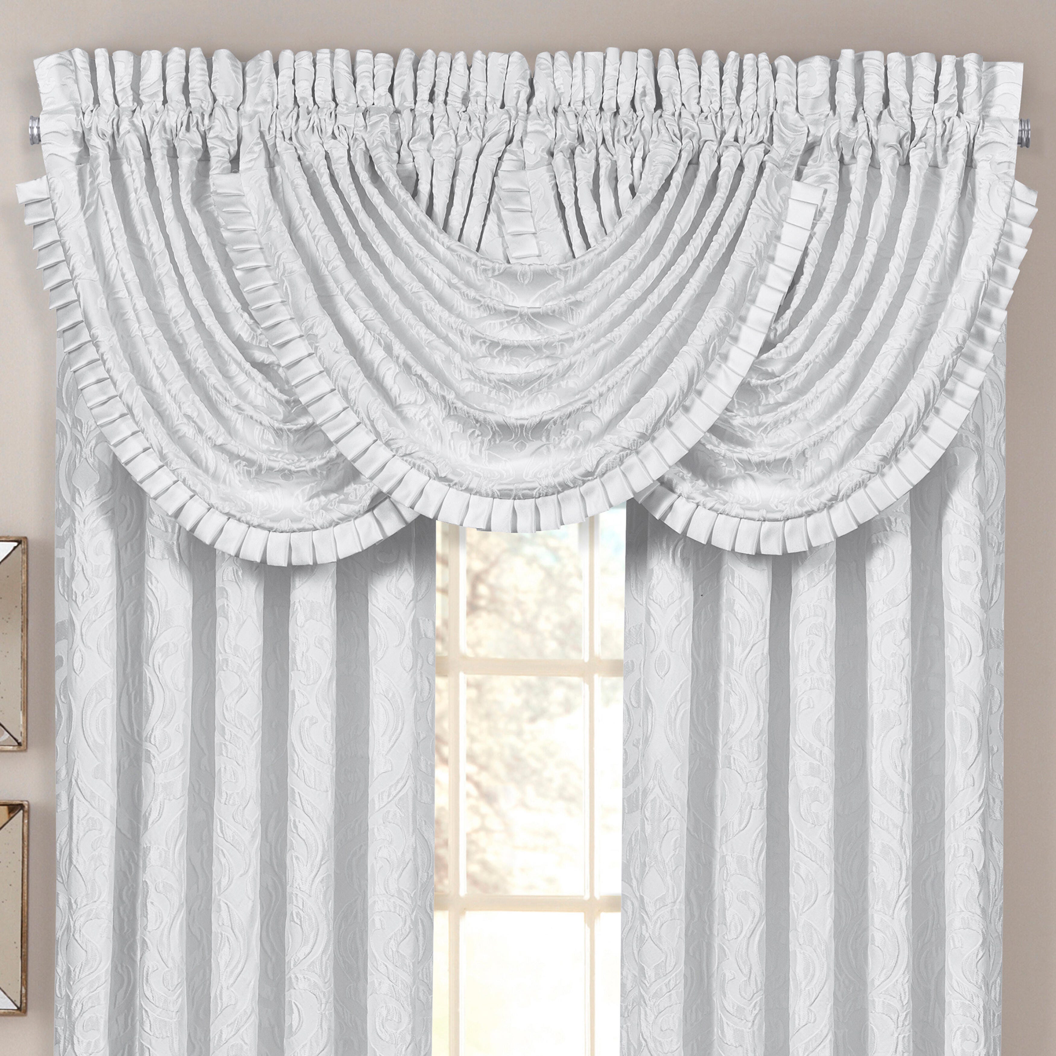 J.Queen New York Astoria - White Window Waterfall Valance, White, large