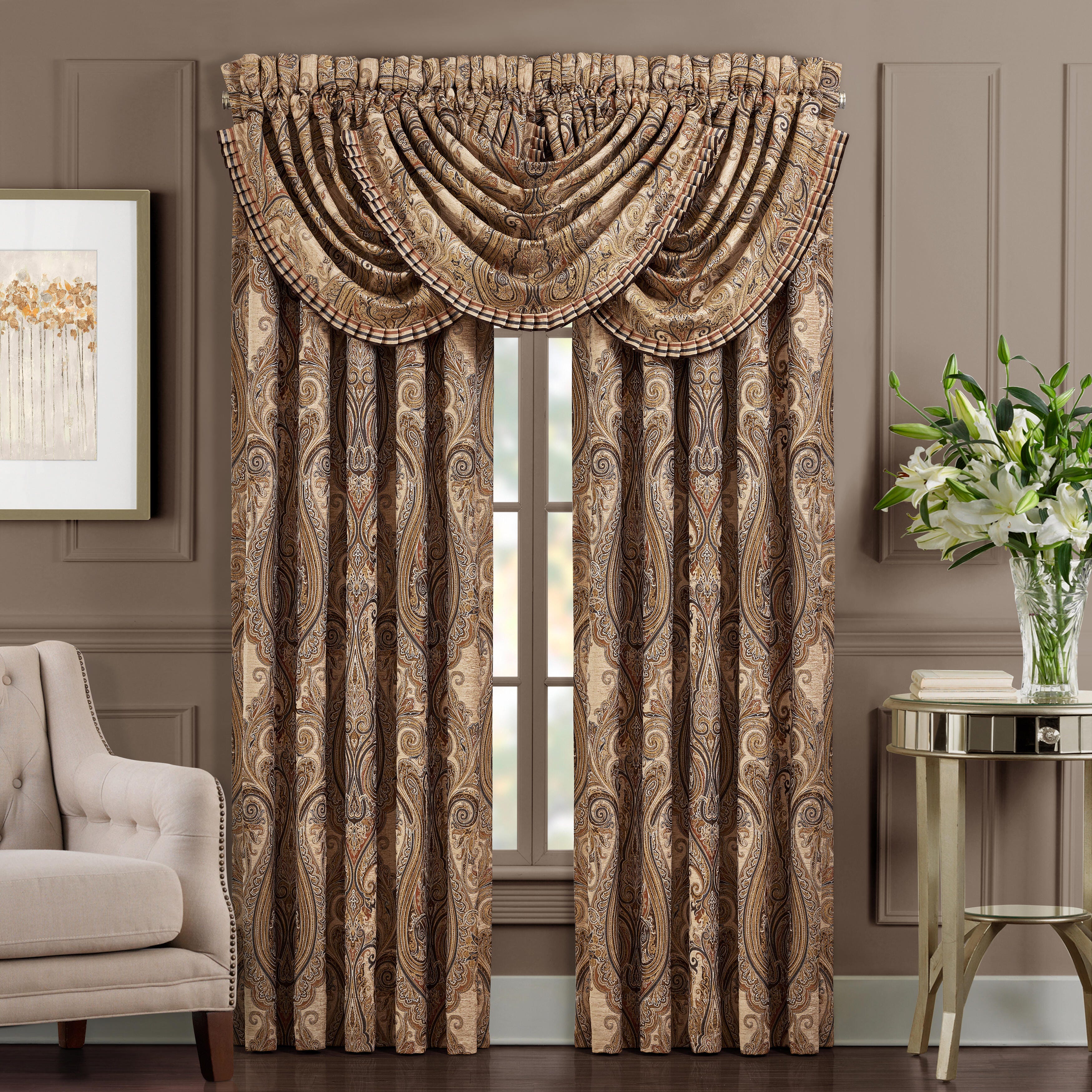 J.Queen New York Luciana - Beige 84" Window Panel Pair, Beige, large