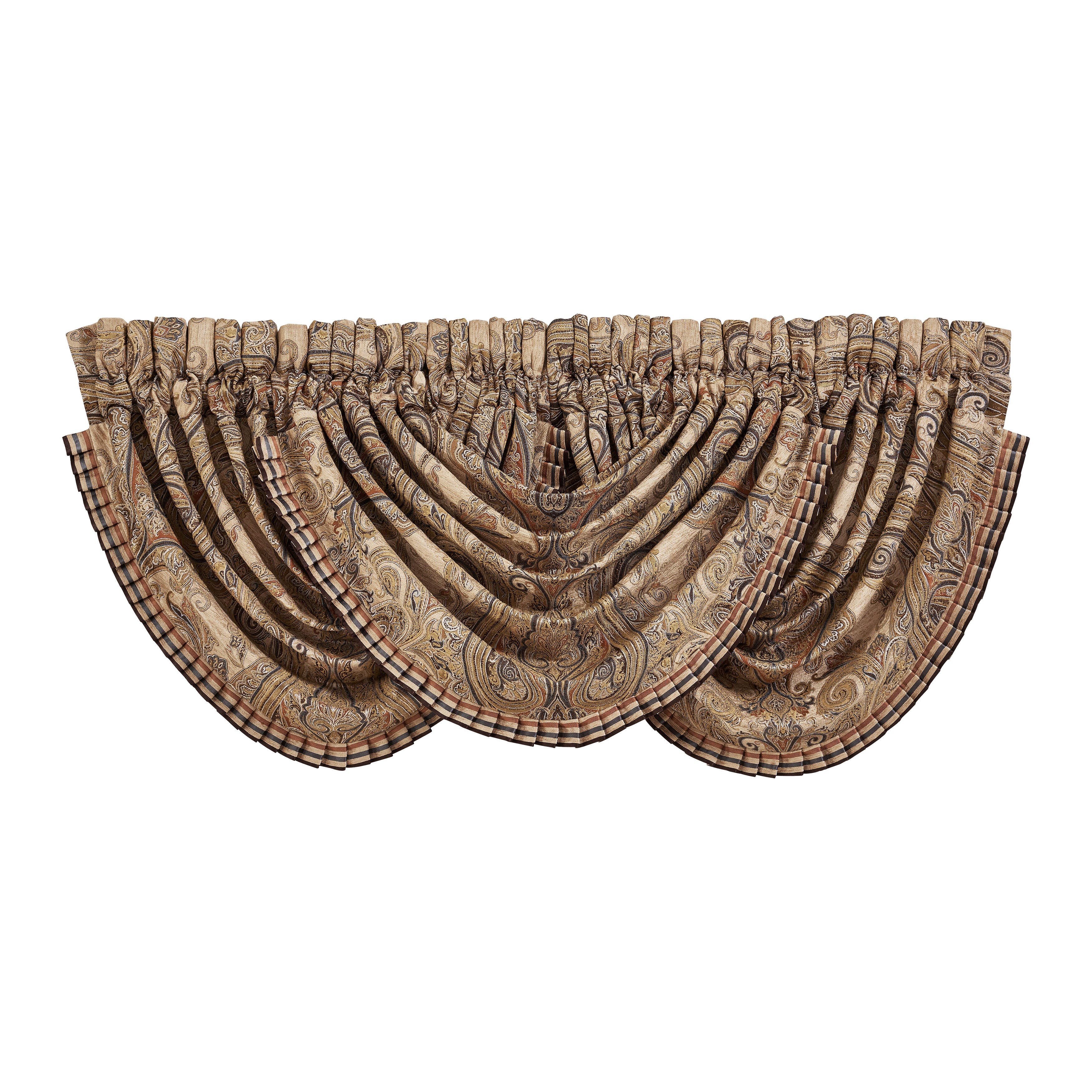 J.Queen New York Luciana - Beige Window Waterfall Valance, Beige, large