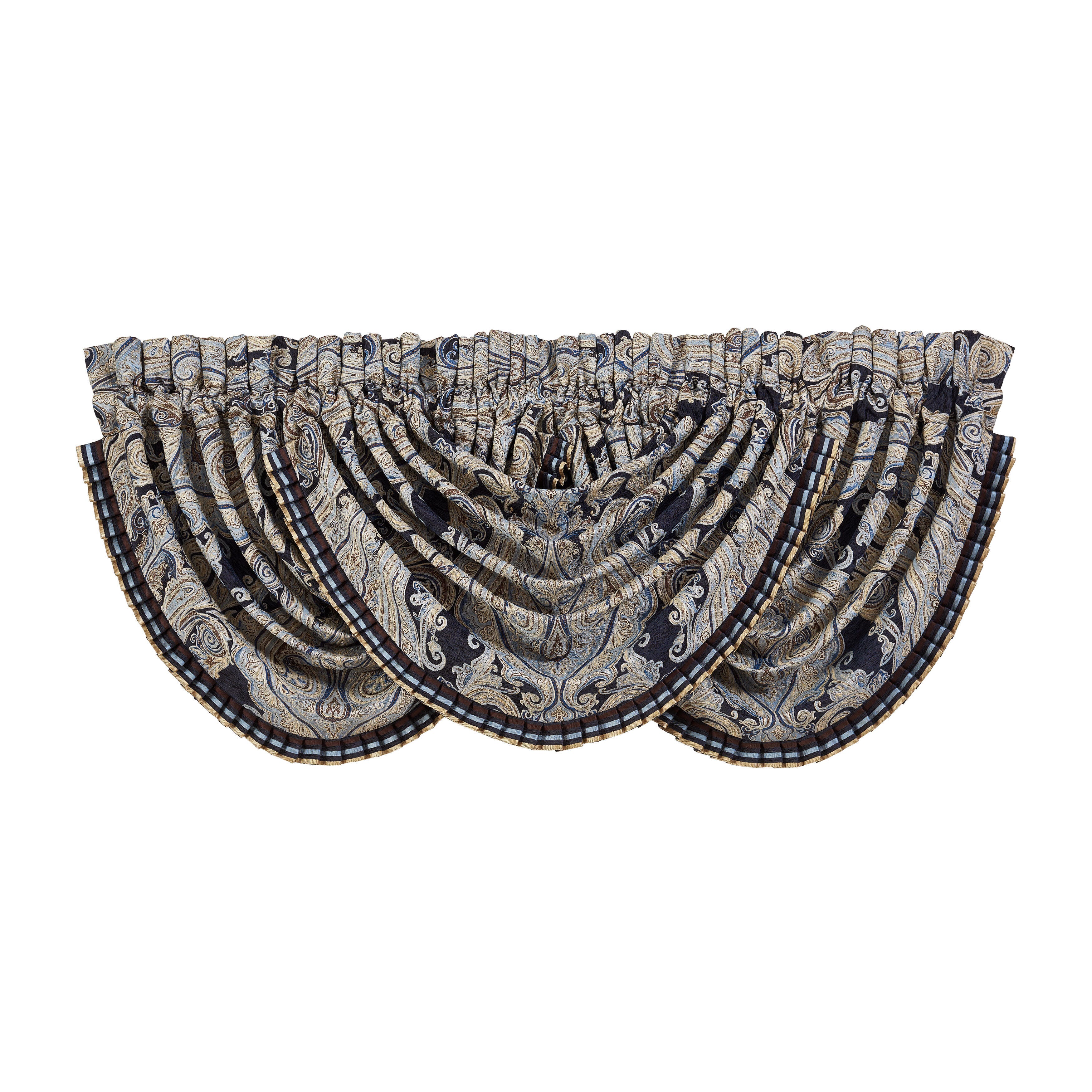 J.Queen New York Luciana - Indigo Window Waterfall Valance, Indigo, rollover