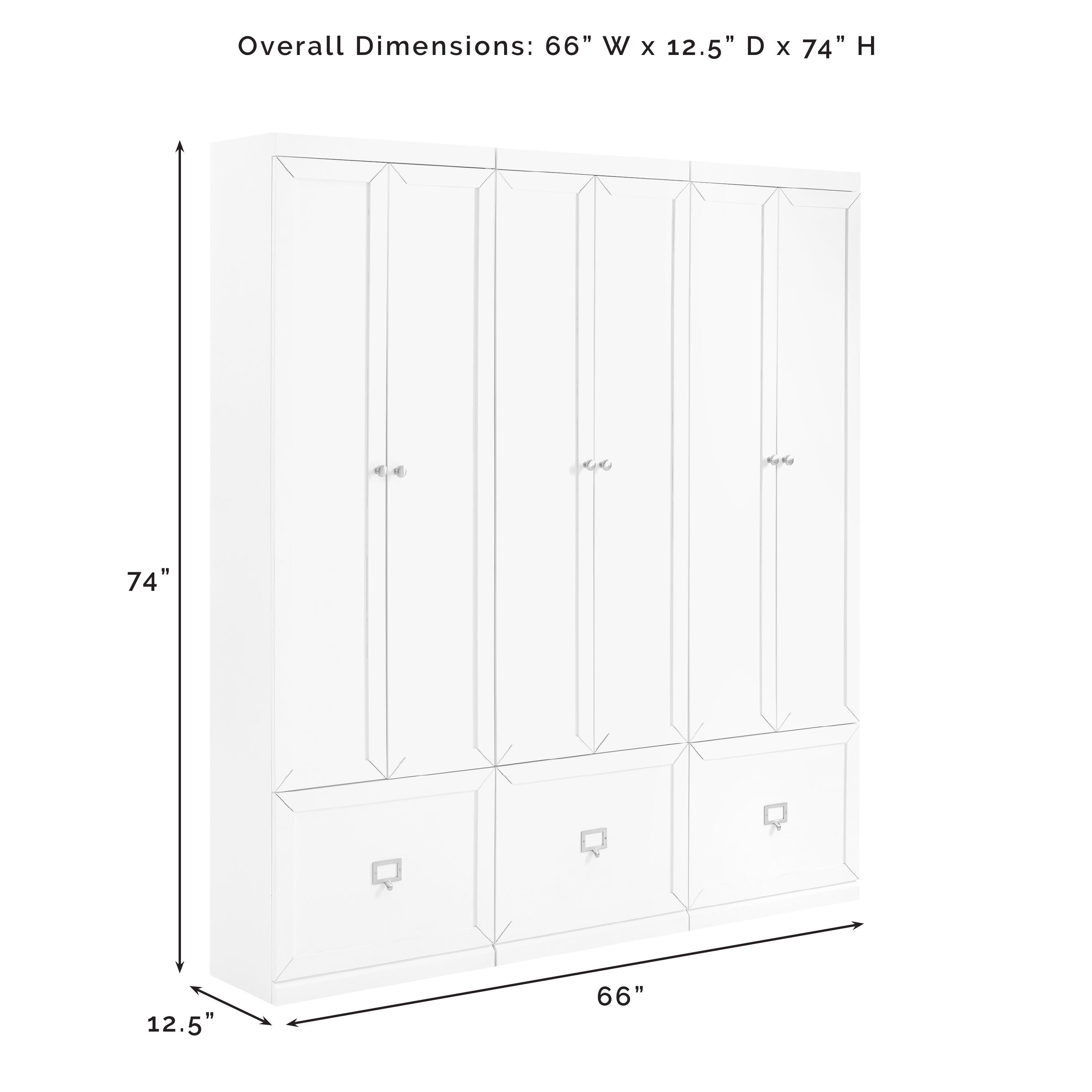 Crosley Furniture Harper 3-Piece Storage Entryway Set, White, large