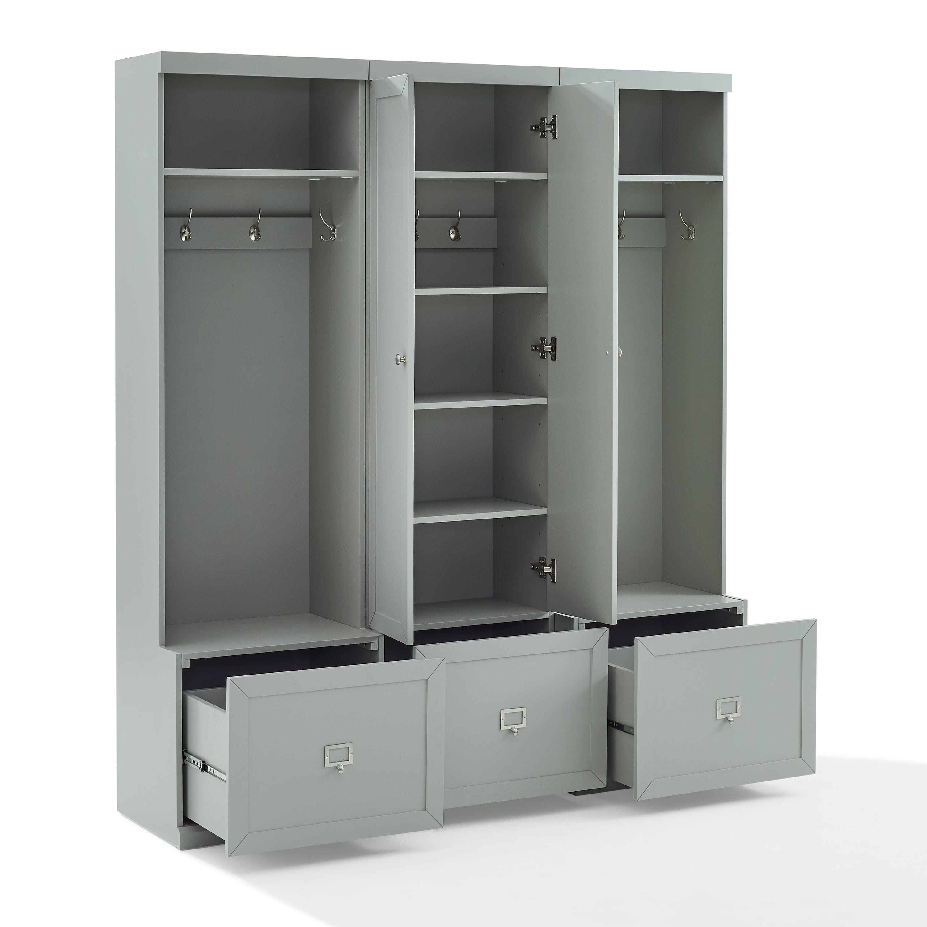 Crosley Furniture Harper 3-Piece Entryway Set, Gray, large