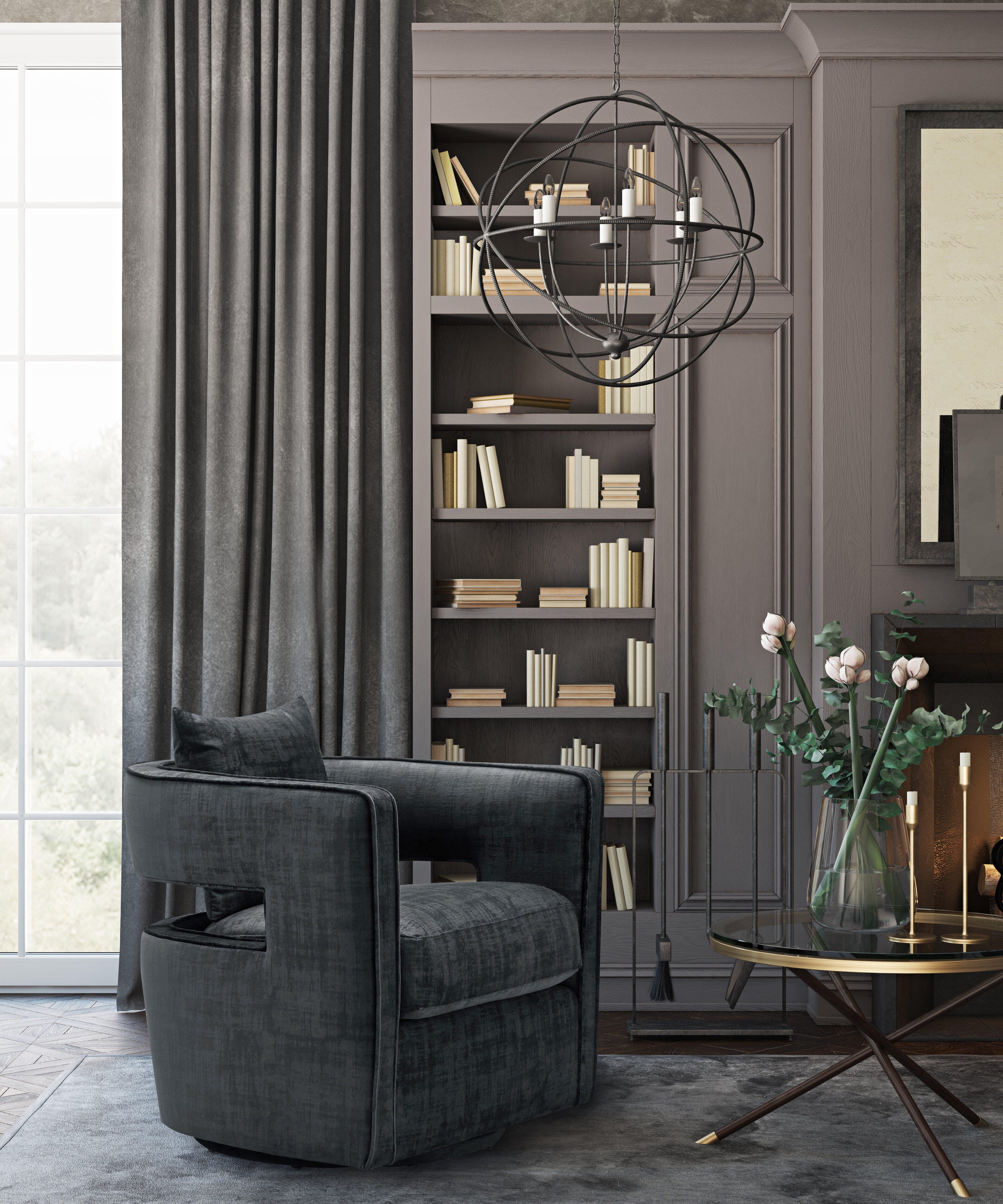 Kennedy Kennedy Black Swivel Chair, Black, rollover