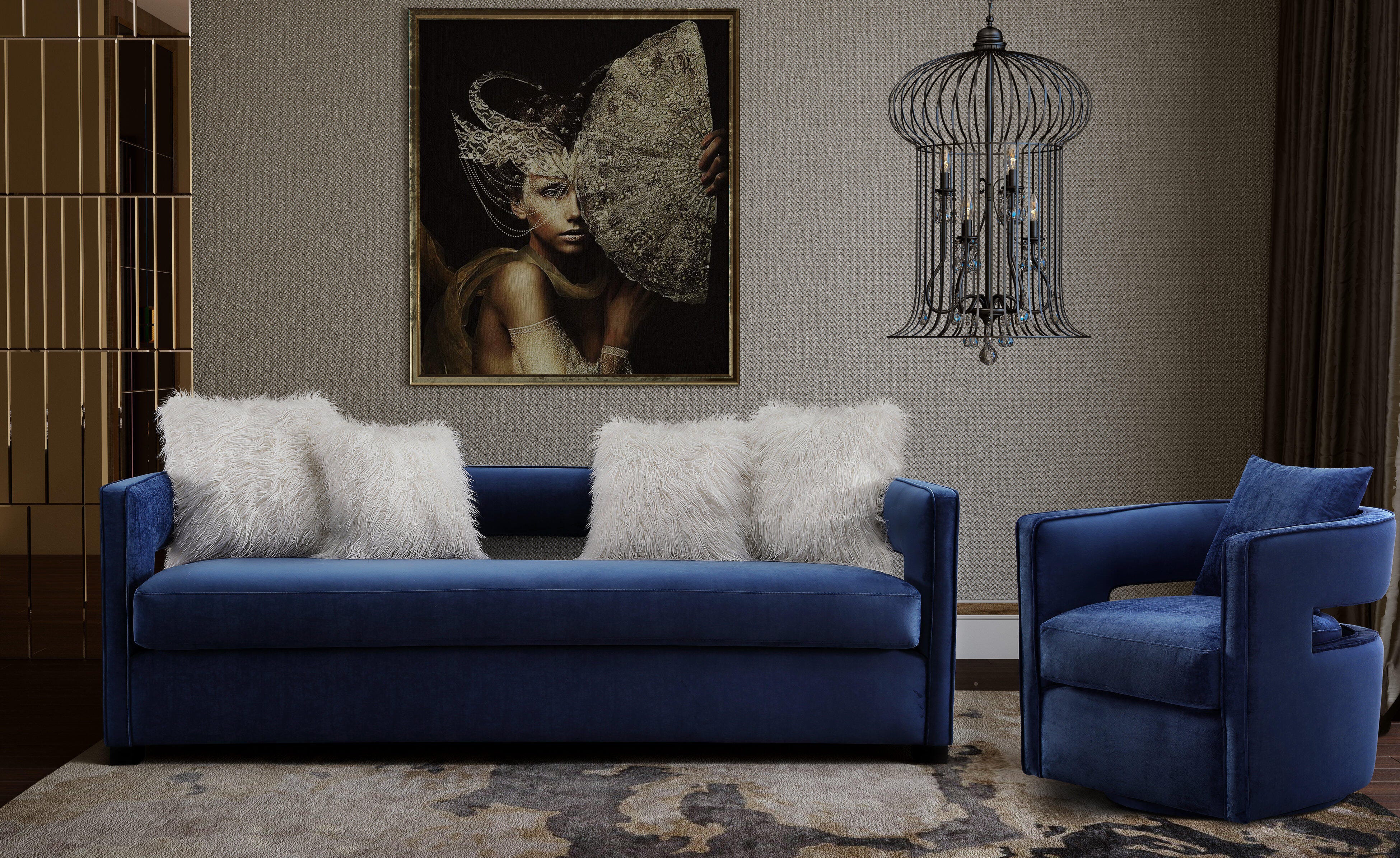 Kennedy Kennedy Navy Swivel Chair, Blue, rollover