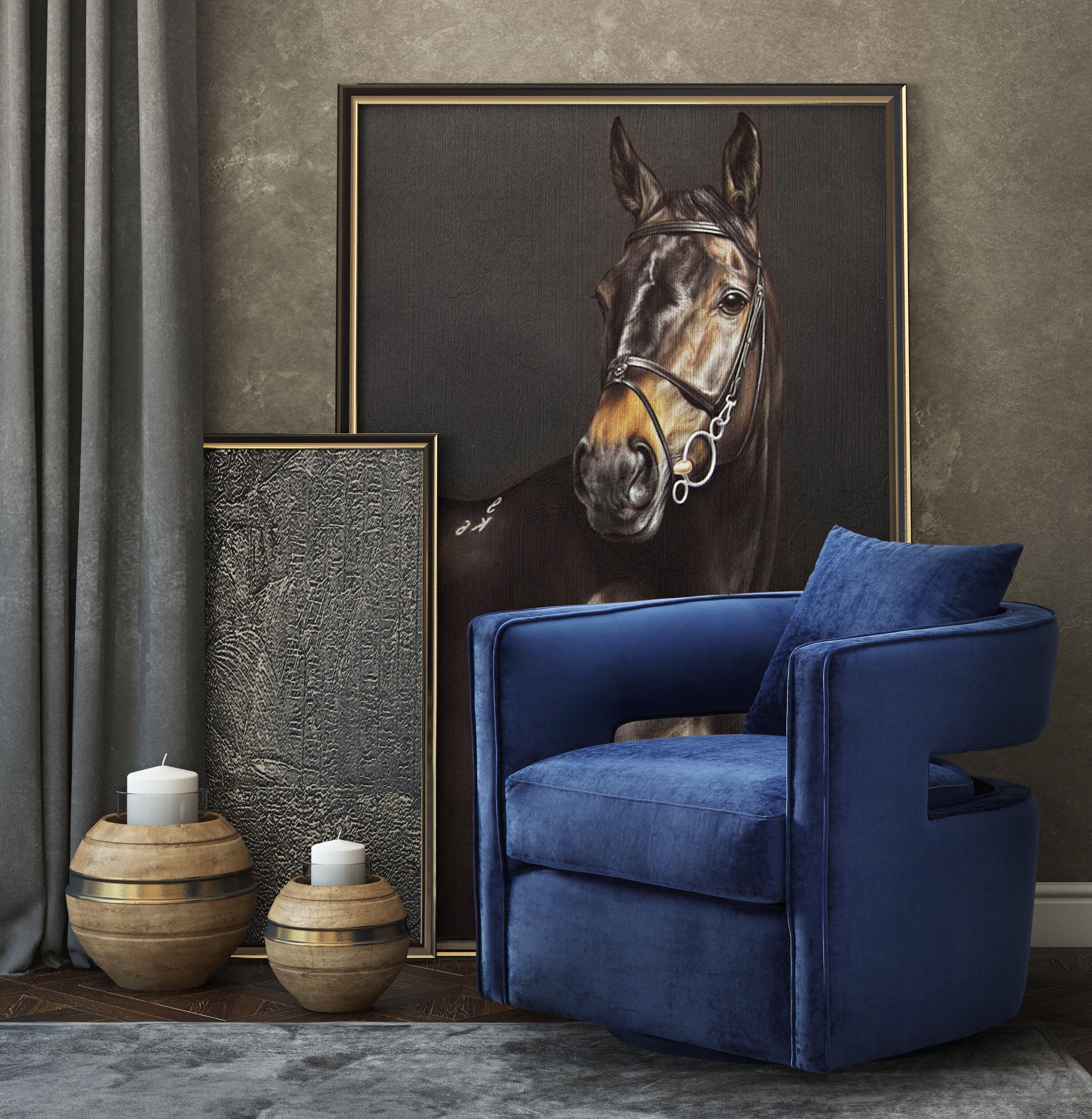 Kennedy Kennedy Navy Swivel Chair, Blue, large