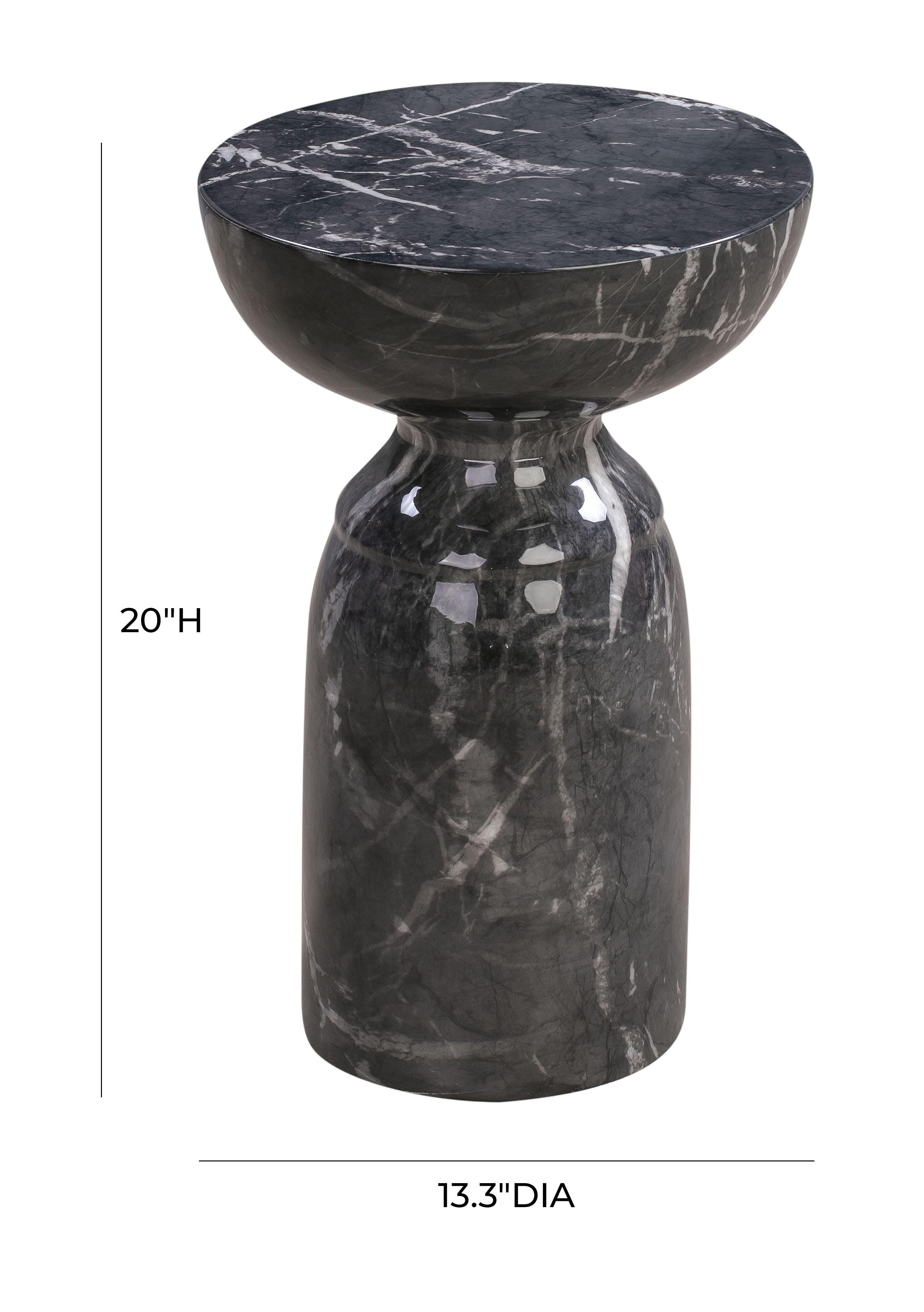 Rue Rue Black Marble Side Table, Black, large