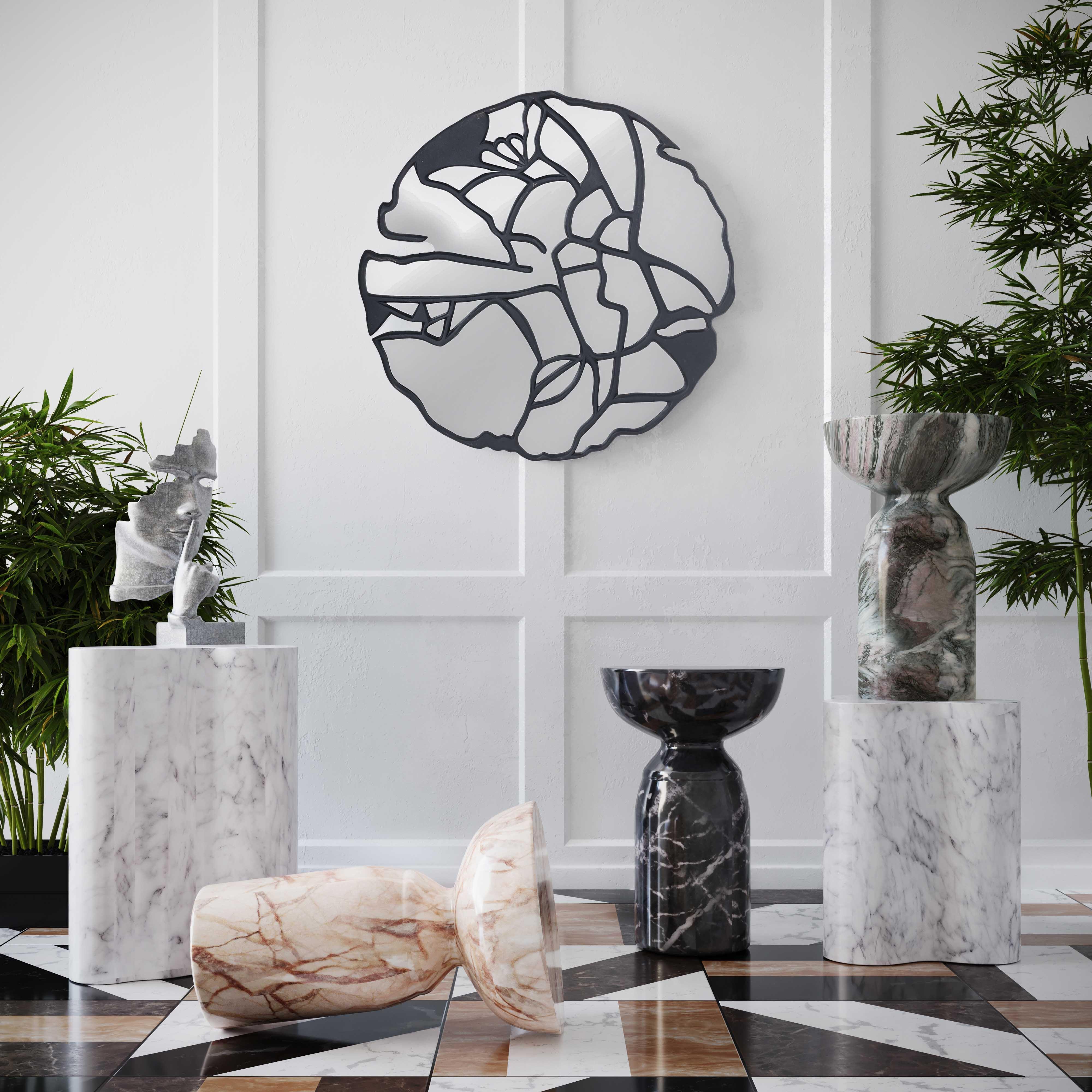 Rue Rue Grey and Blush Marble Side Table, Gray, rollover