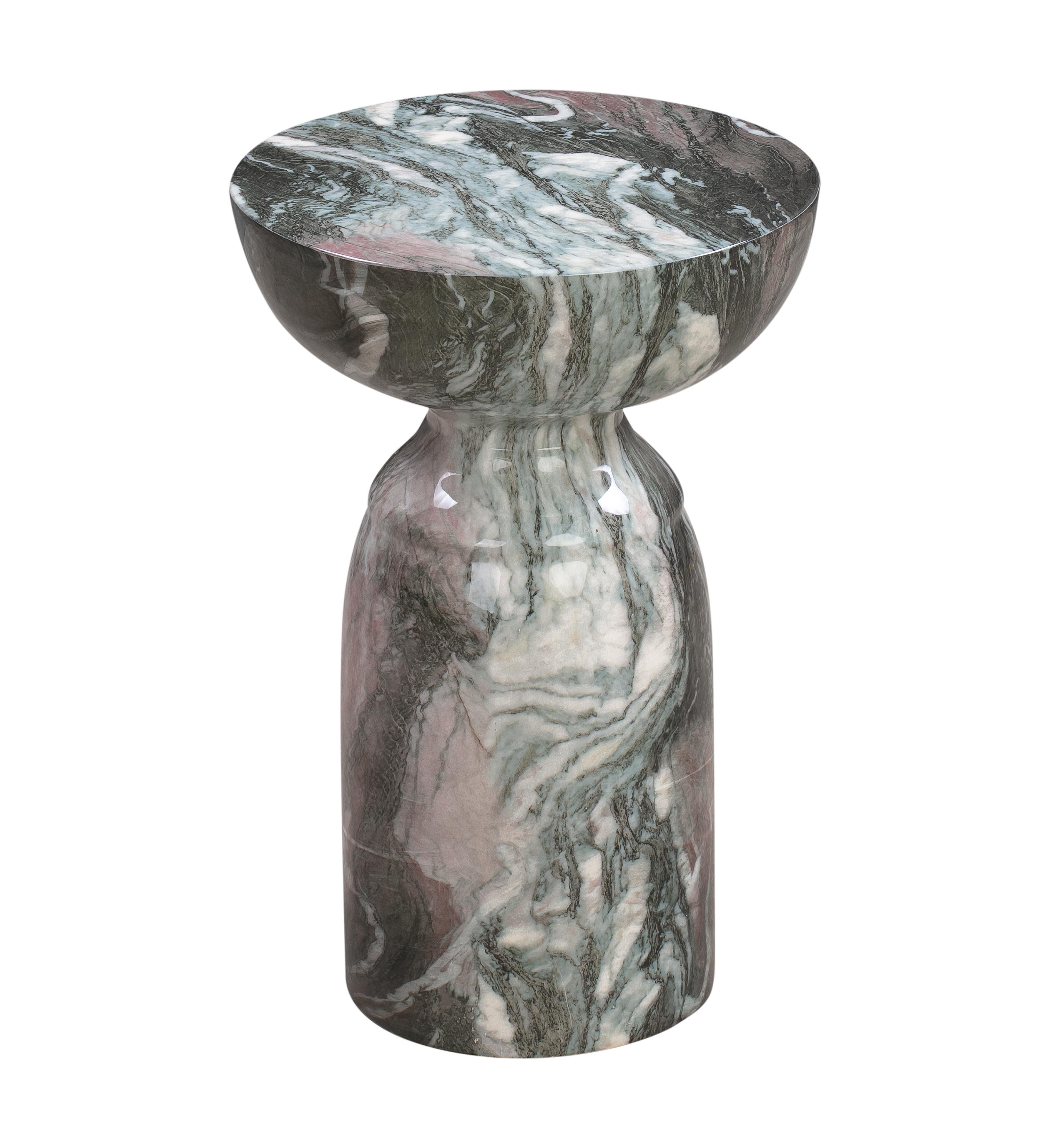 Rue Rue Grey and Blush Marble Side Table, Gray, large