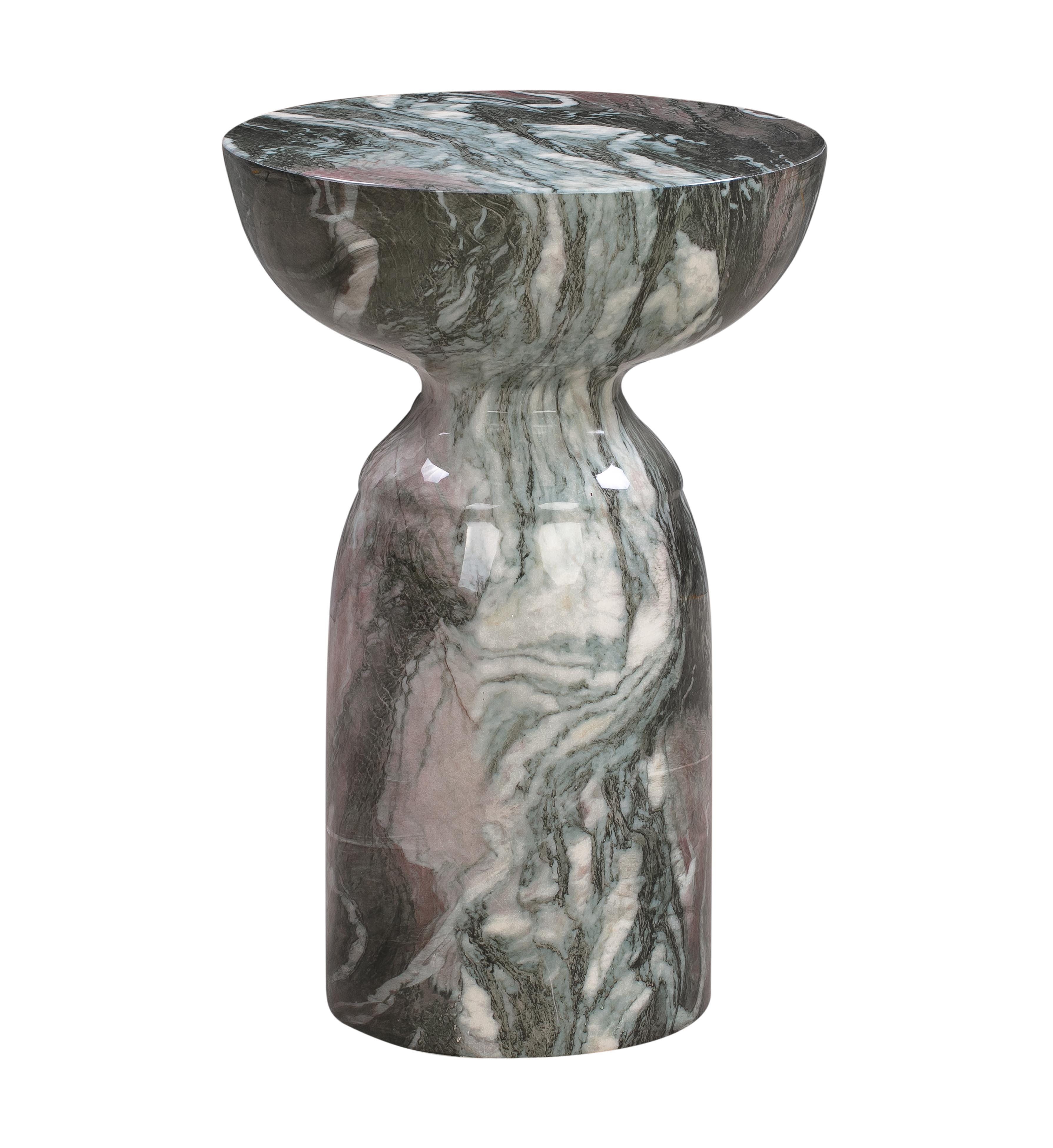 Rue Rue Grey and Blush Marble Side Table, Gray, large