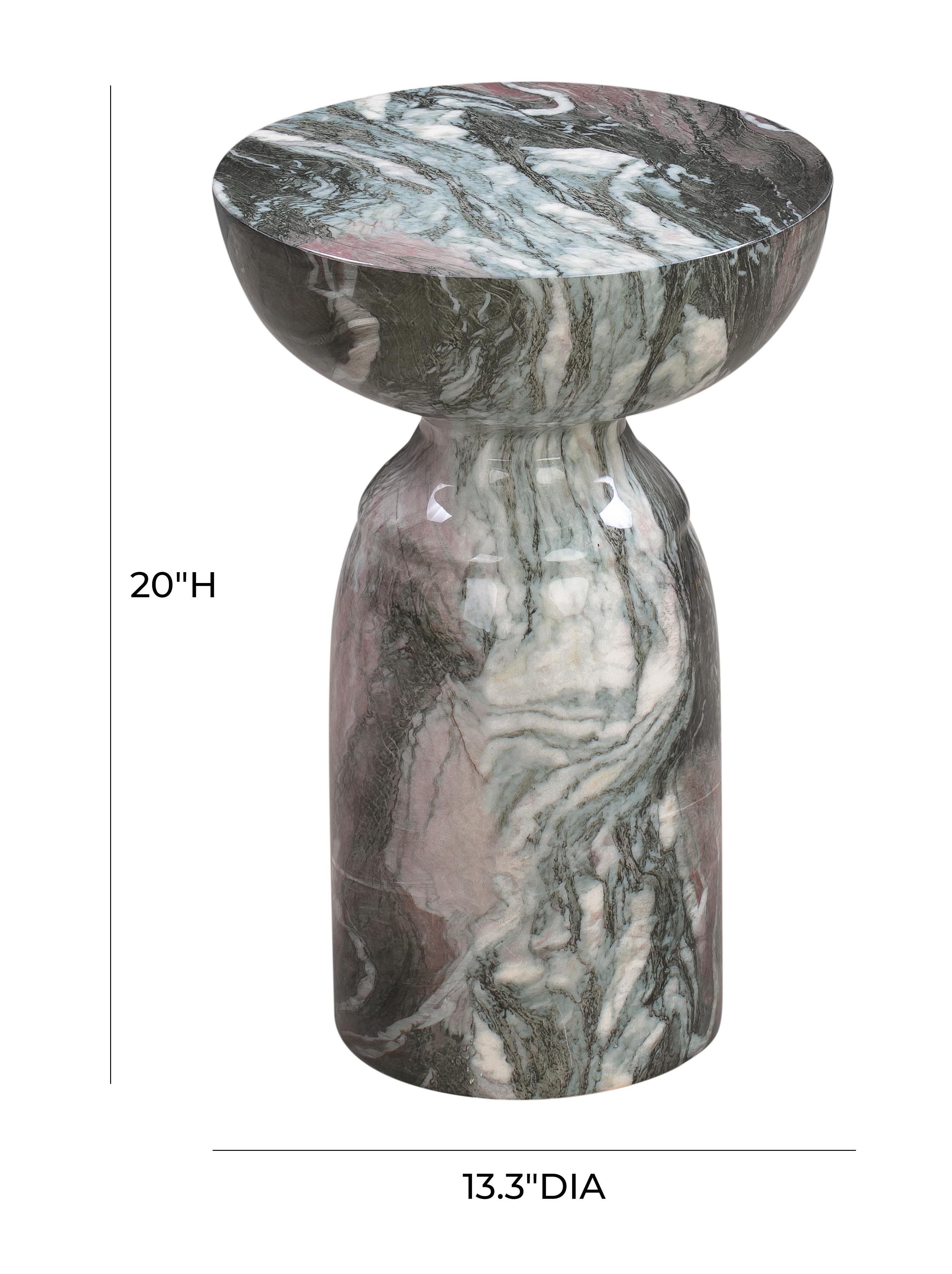 Rue Rue Grey and Blush Marble Side Table, Gray, large