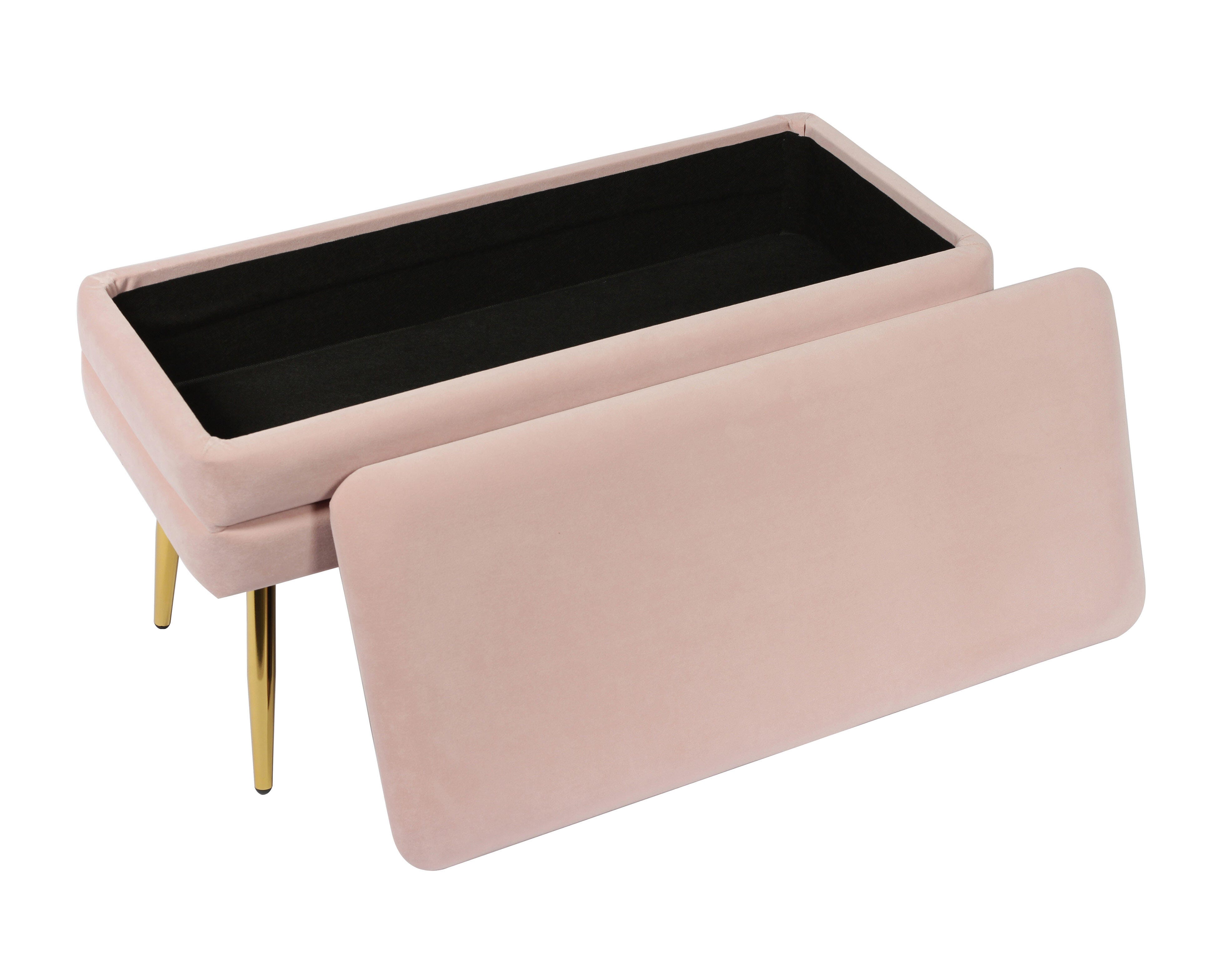 Ziva Ziva Blush Velvet Storage Bench, Pink, large