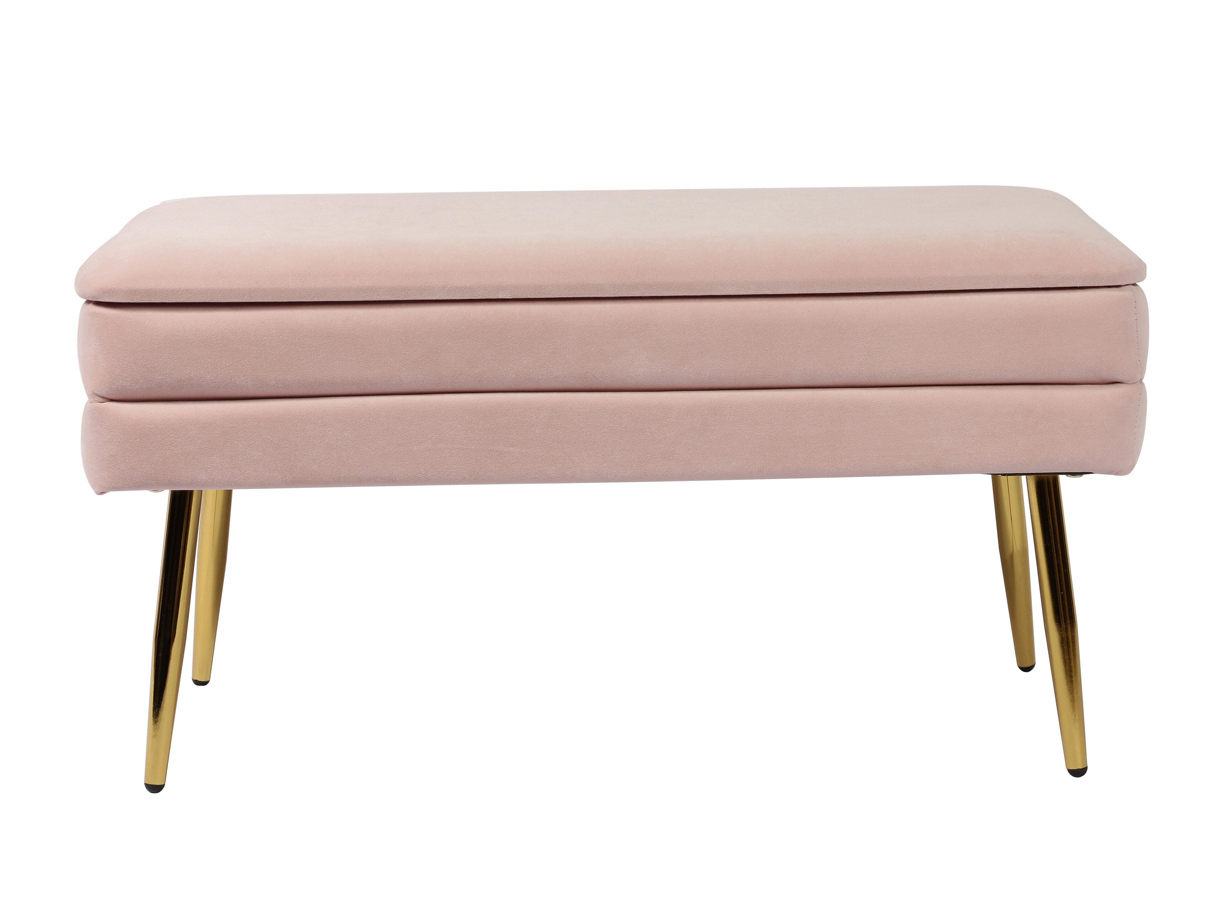 Ziva Ziva Blush Velvet Storage Bench, Pink, large