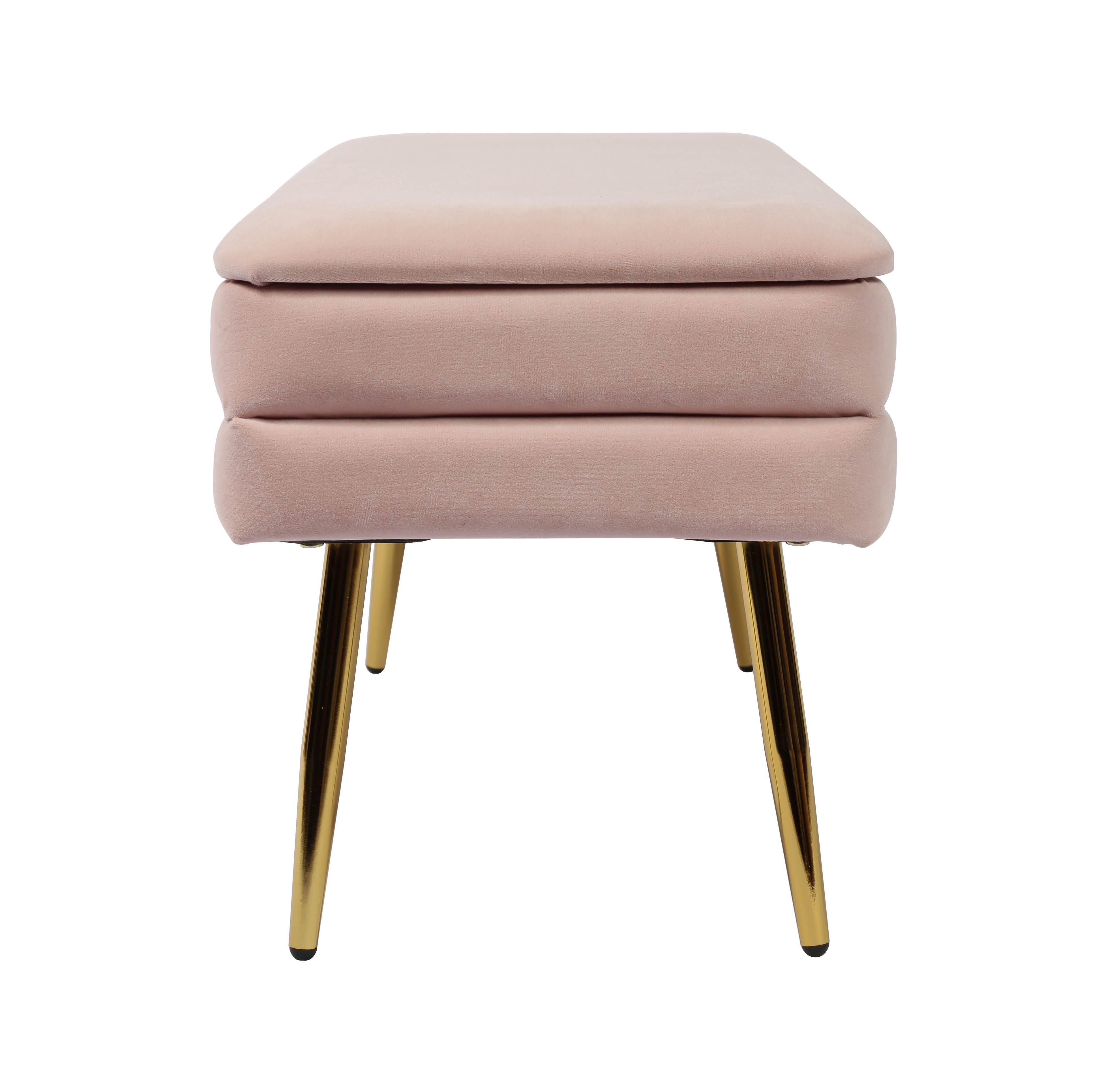 Ziva Ziva Blush Velvet Storage Bench, Pink, large
