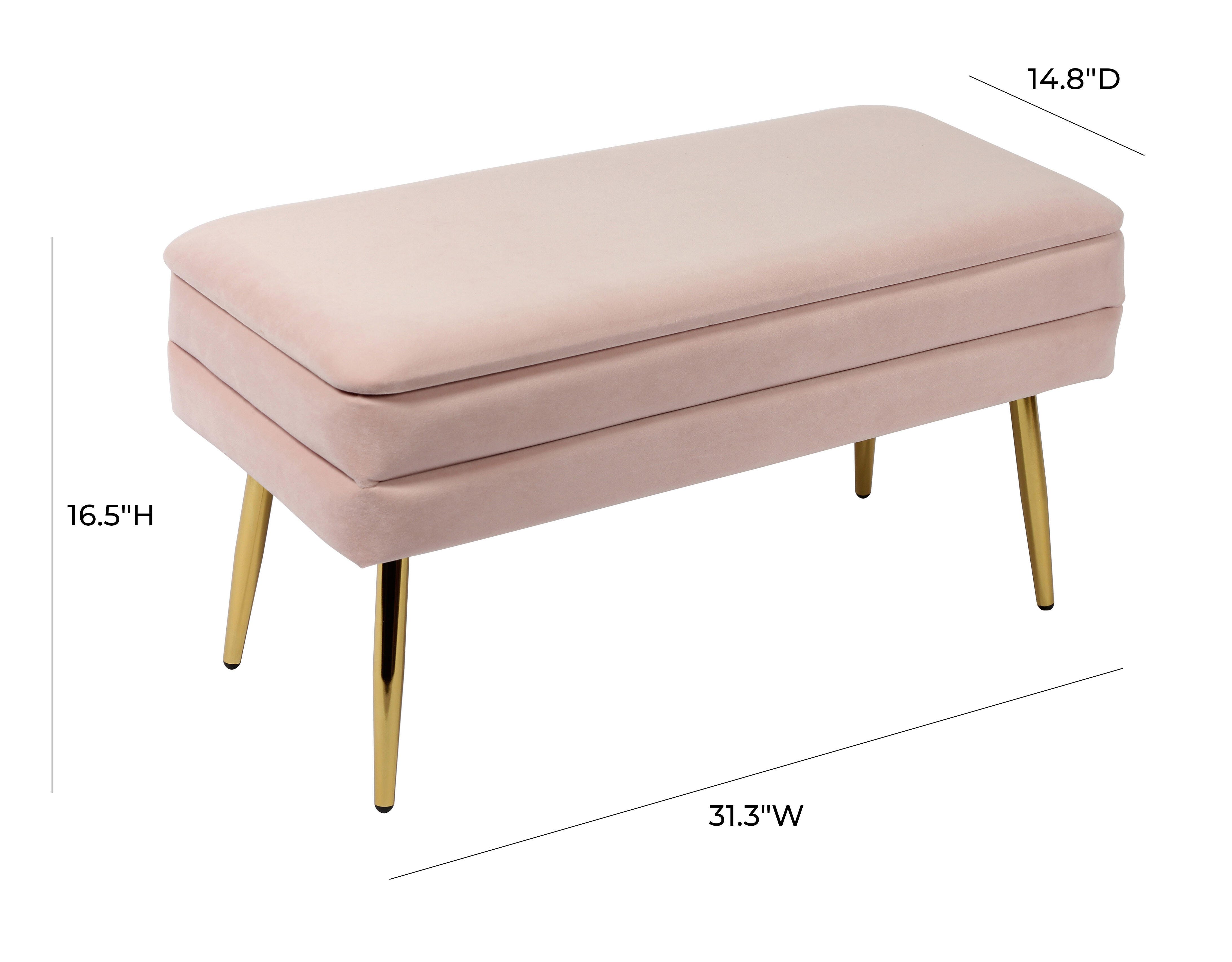 Ziva Ziva Blush Velvet Storage Bench, Pink, large