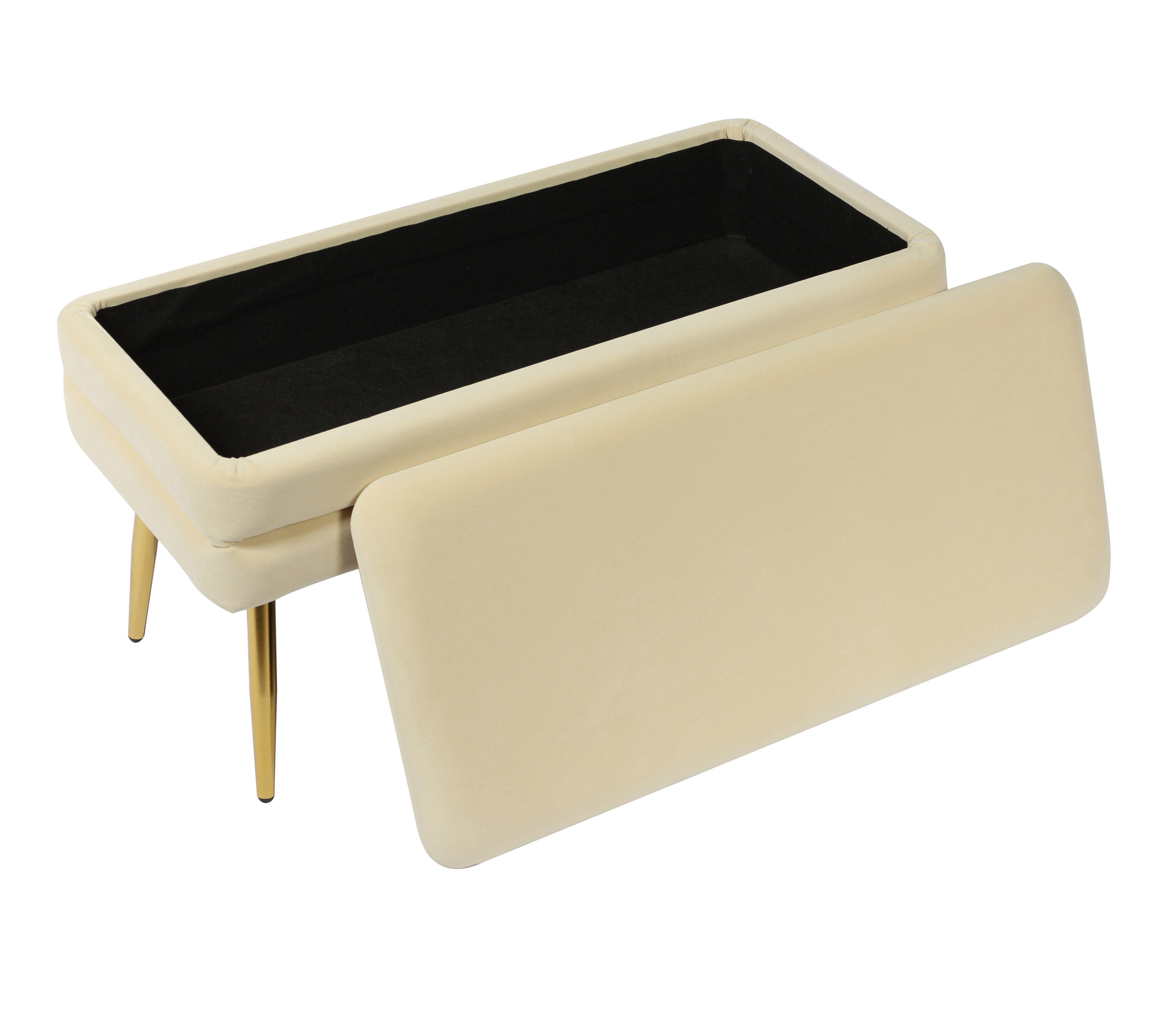 Ziva Ziva Cream Velvet Storage Bench, Beige, large