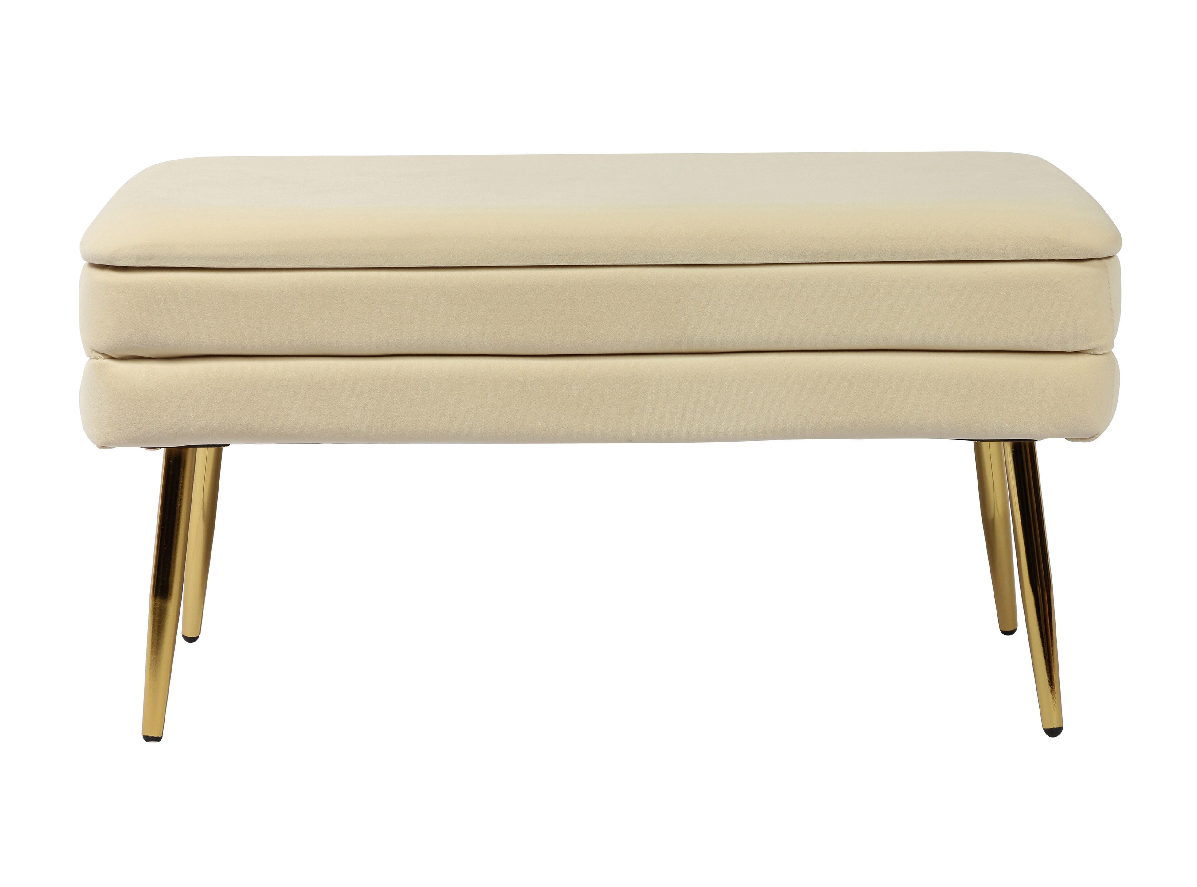 Ziva Ziva Cream Velvet Storage Bench, Beige, large