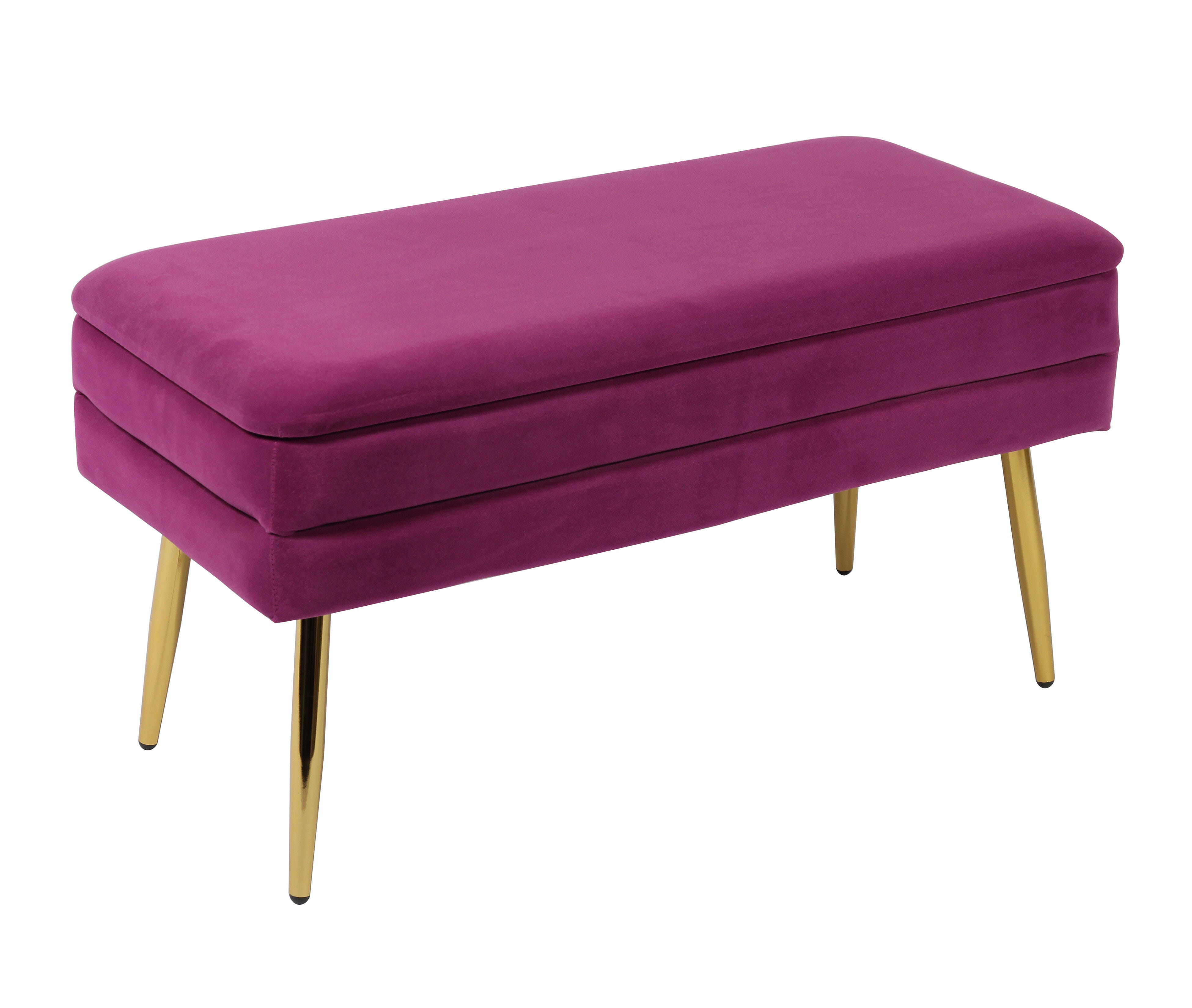 Ziva Ziva Plum Velvet Storage Bench, Purple, large