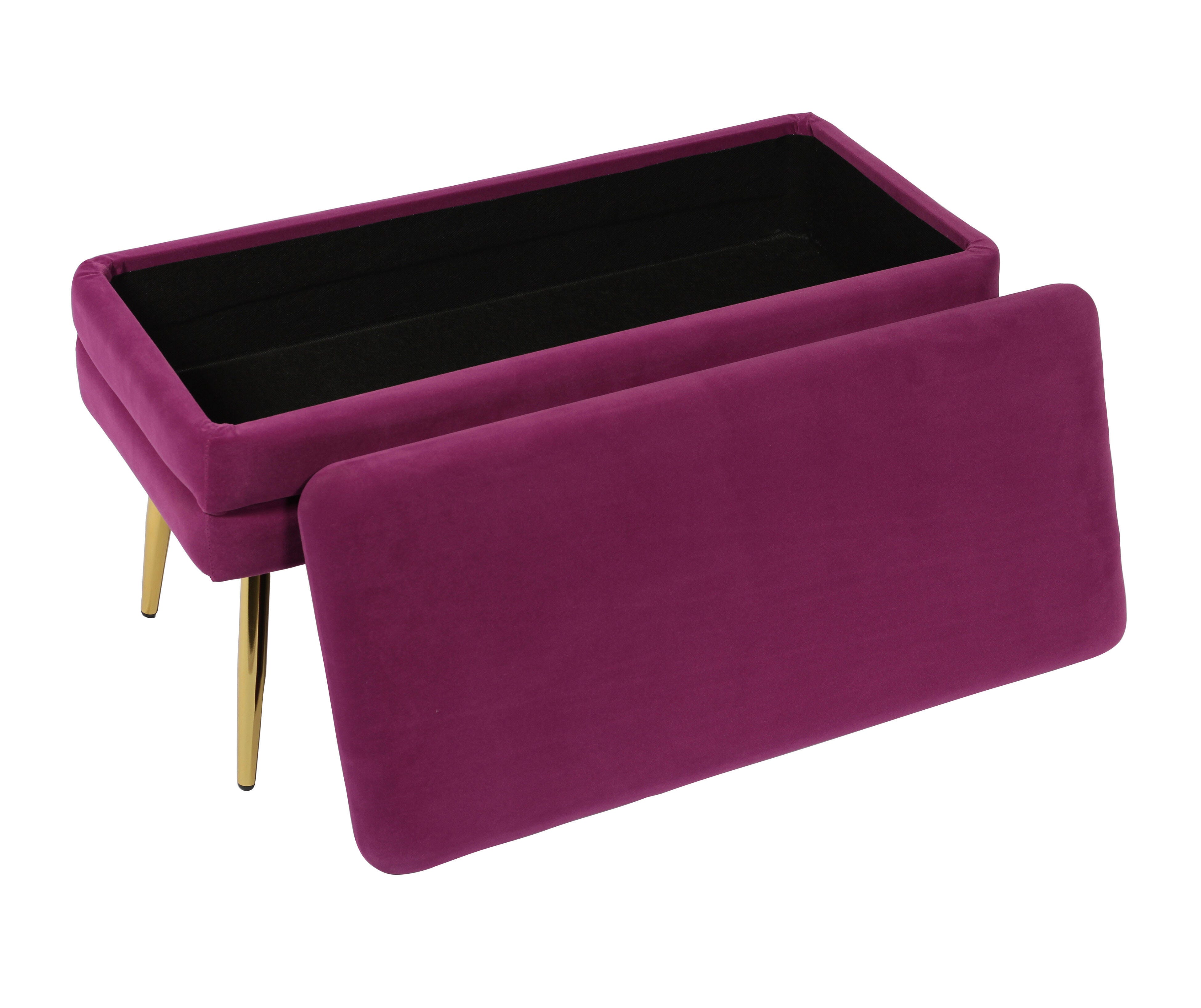 Ziva Ziva Plum Velvet Storage Bench, Purple, large