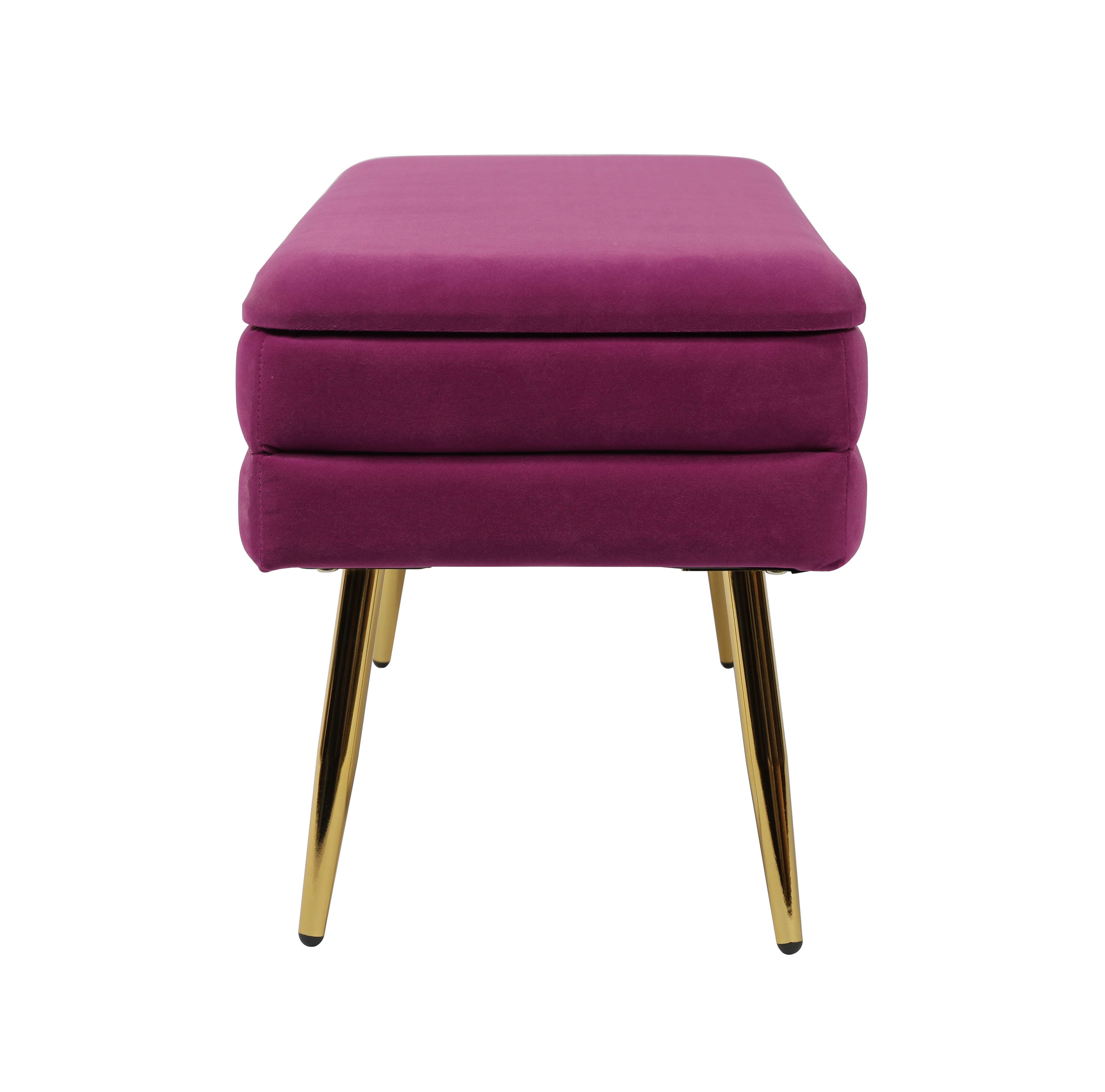 Ziva Ziva Plum Velvet Storage Bench, Purple, large