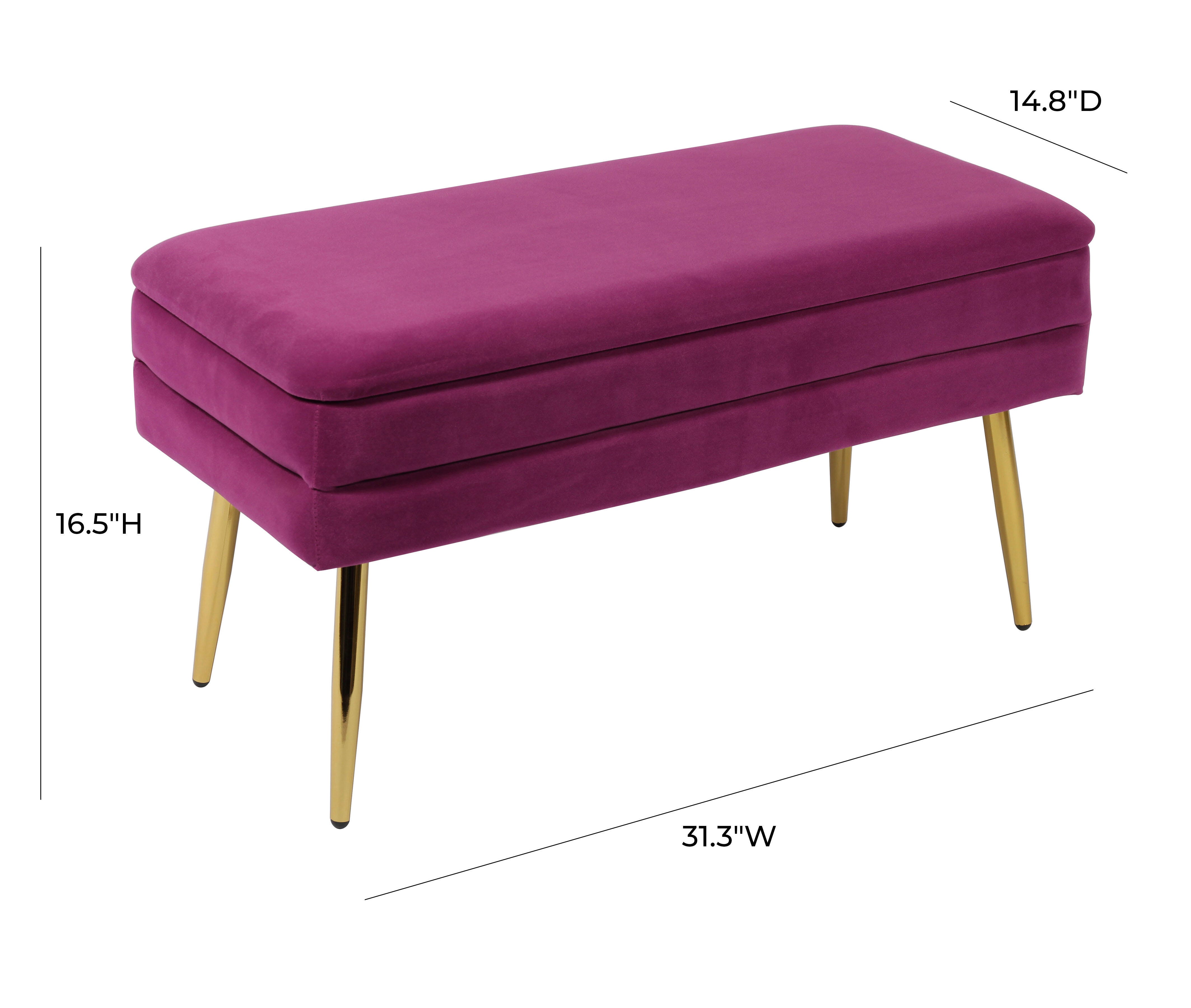 Ziva Ziva Plum Velvet Storage Bench, Purple, large