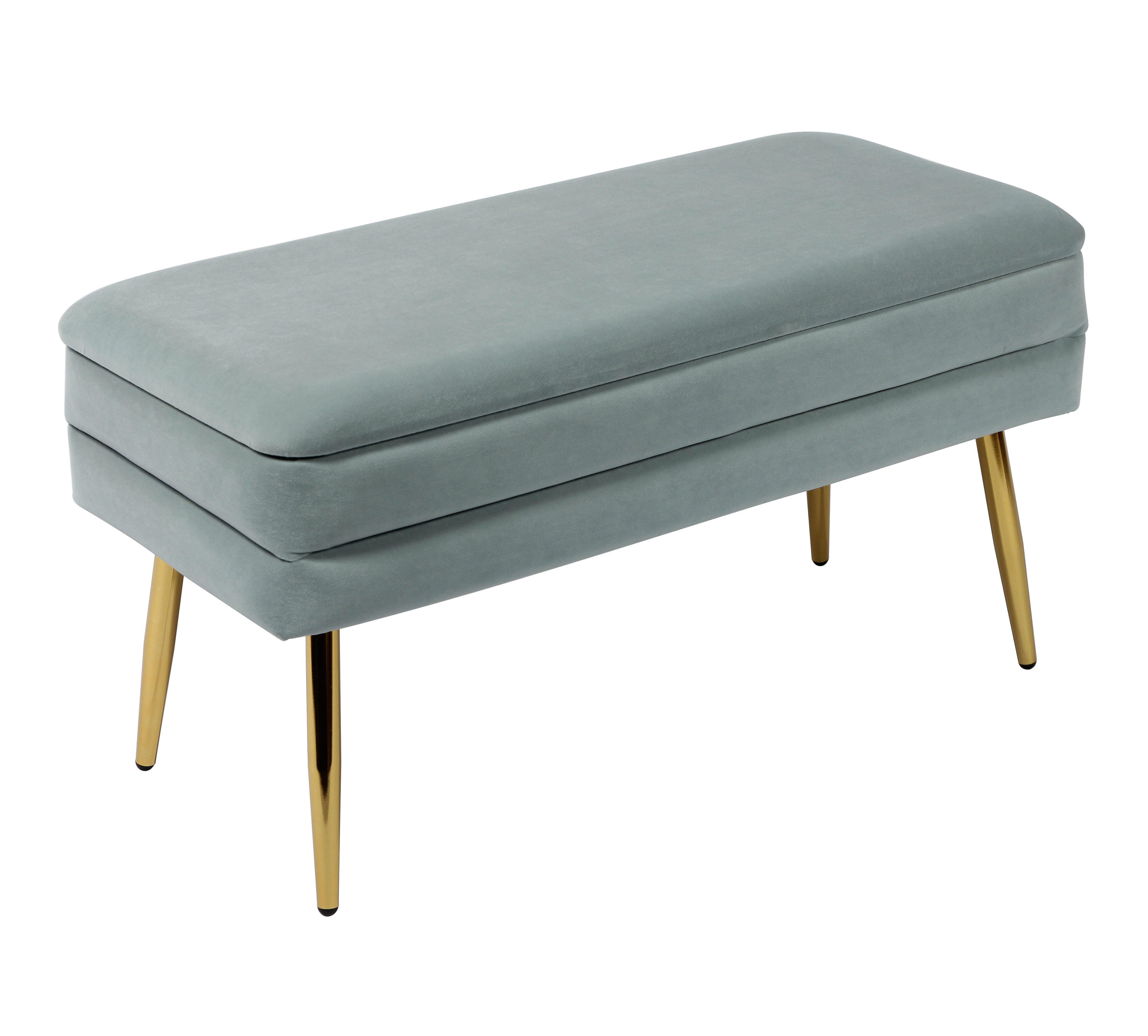 Ziva Ziva Sea Blue Velvet Storage Bench, Blue, large