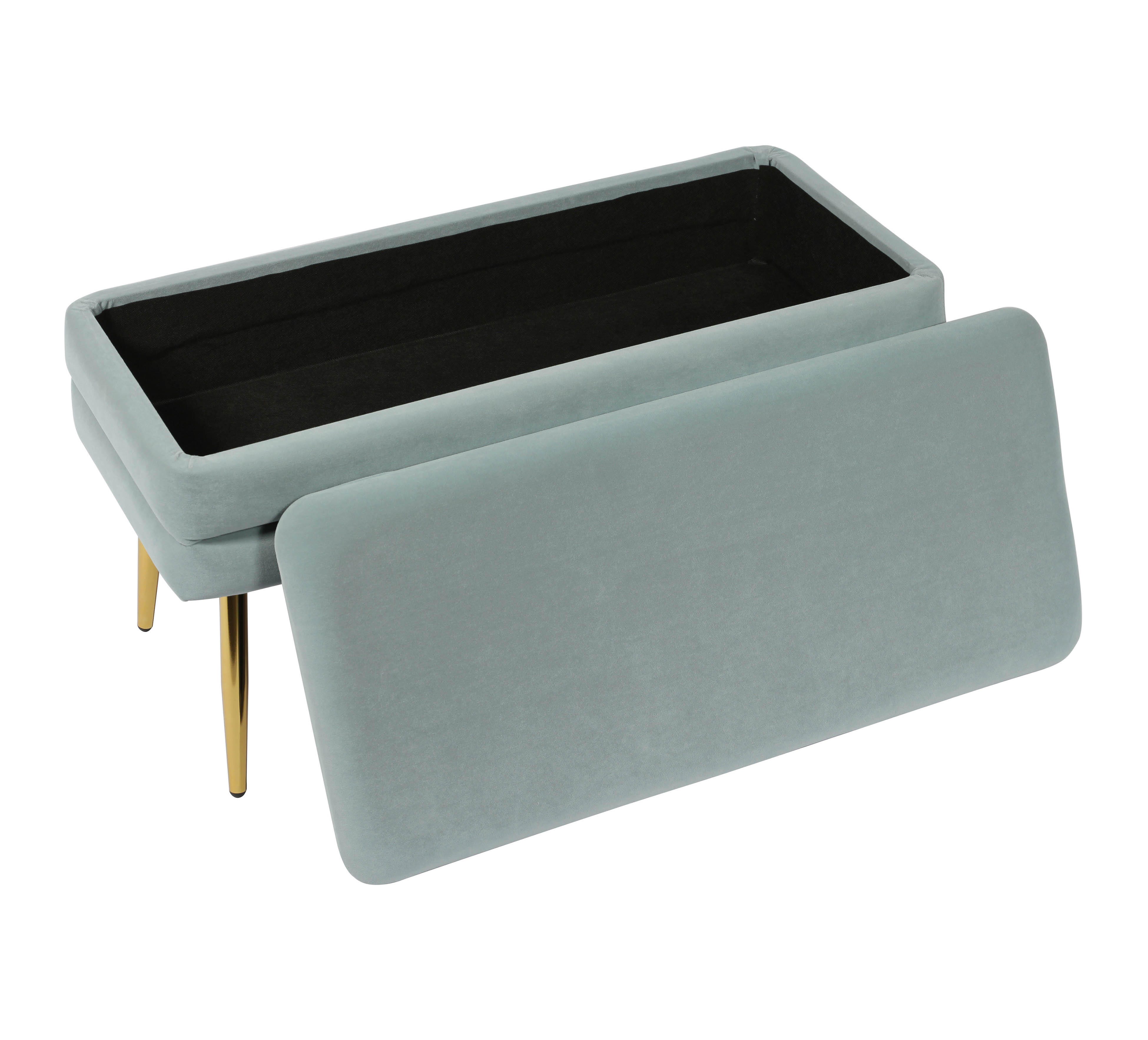 Ziva Ziva Sea Blue Velvet Storage Bench, Blue, large