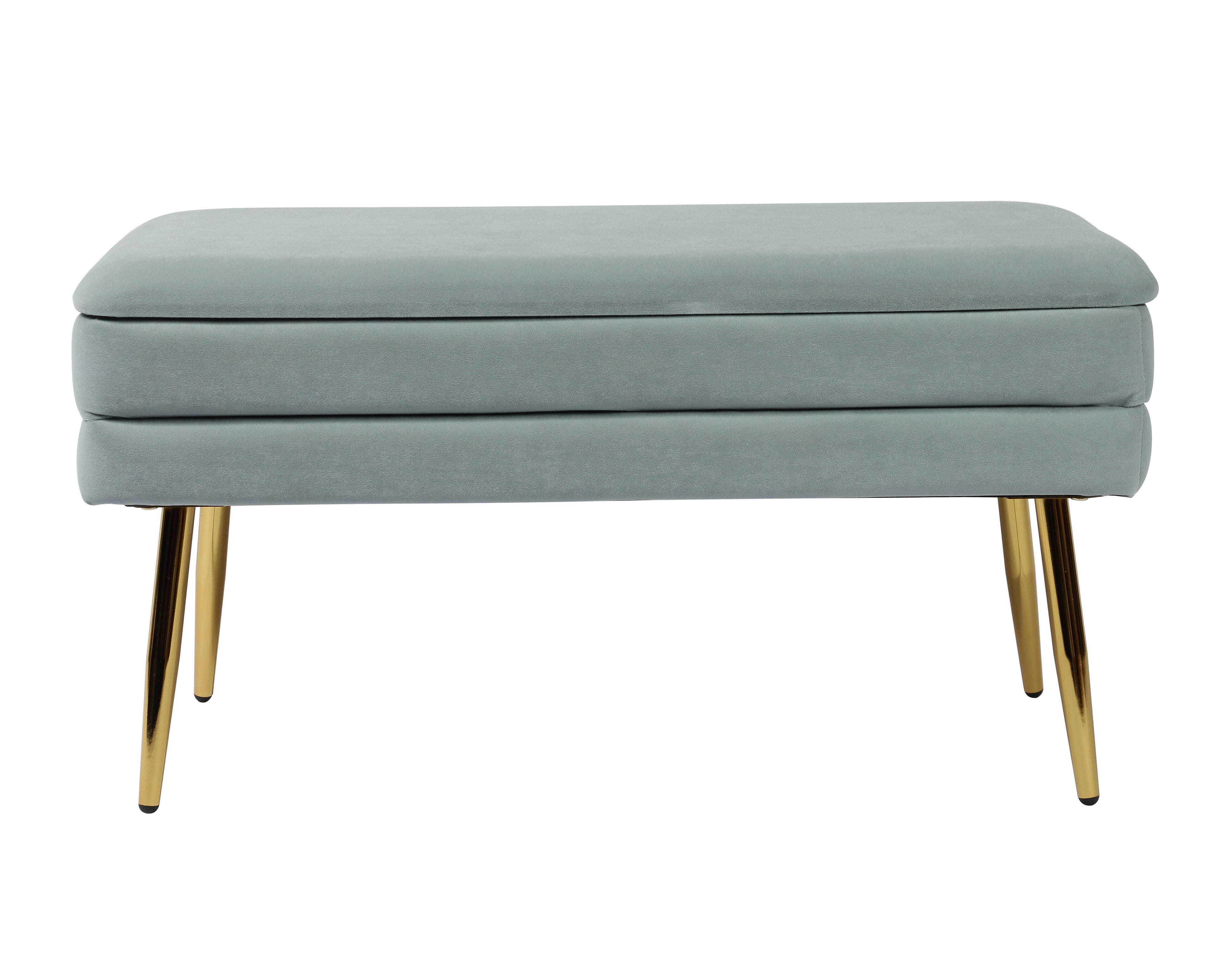 Ziva Ziva Sea Blue Velvet Storage Bench, Blue, large