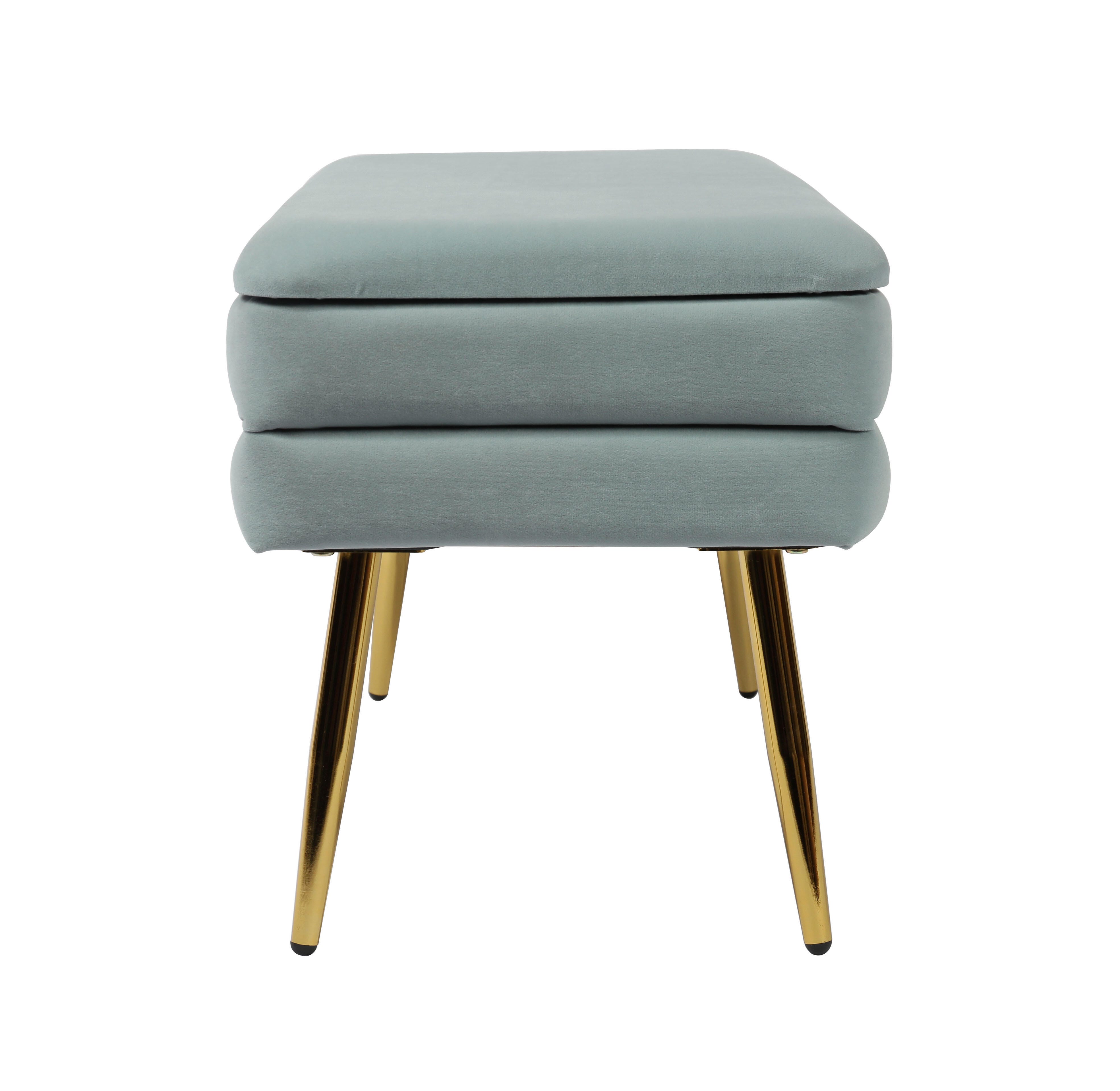 Ziva Ziva Sea Blue Velvet Storage Bench, Blue, large
