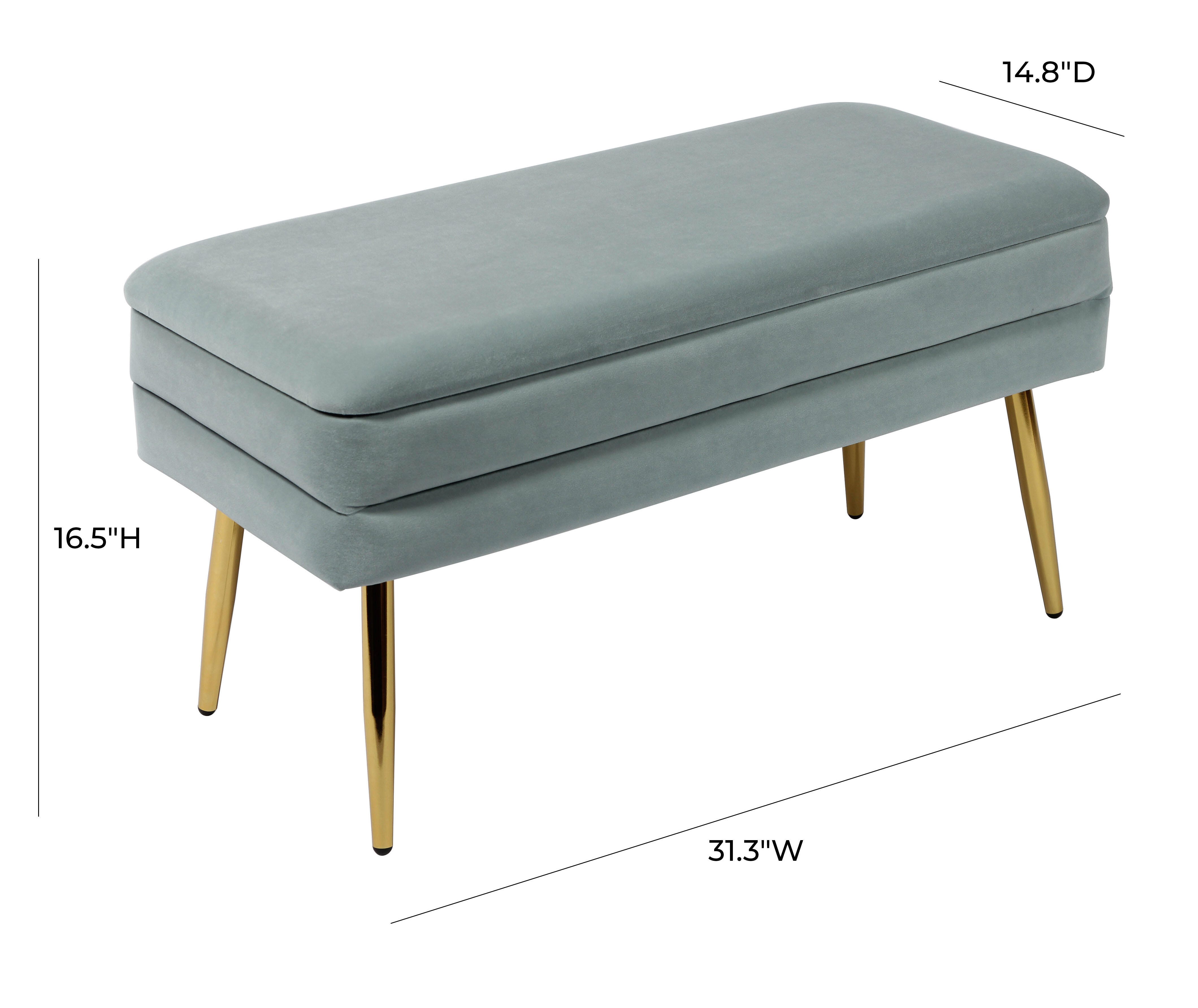 Ziva Ziva Sea Blue Velvet Storage Bench, Blue, large
