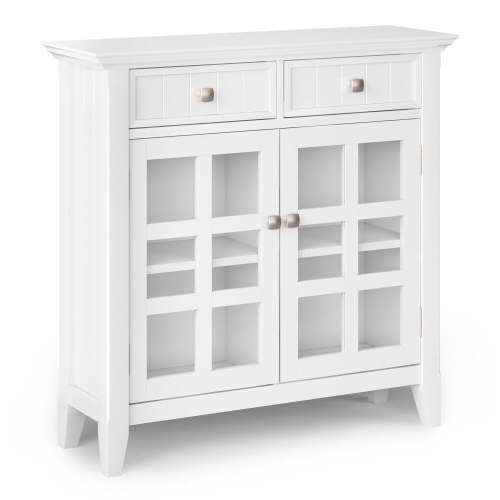 Acadian Rustic White Storage Cabinet, White, large