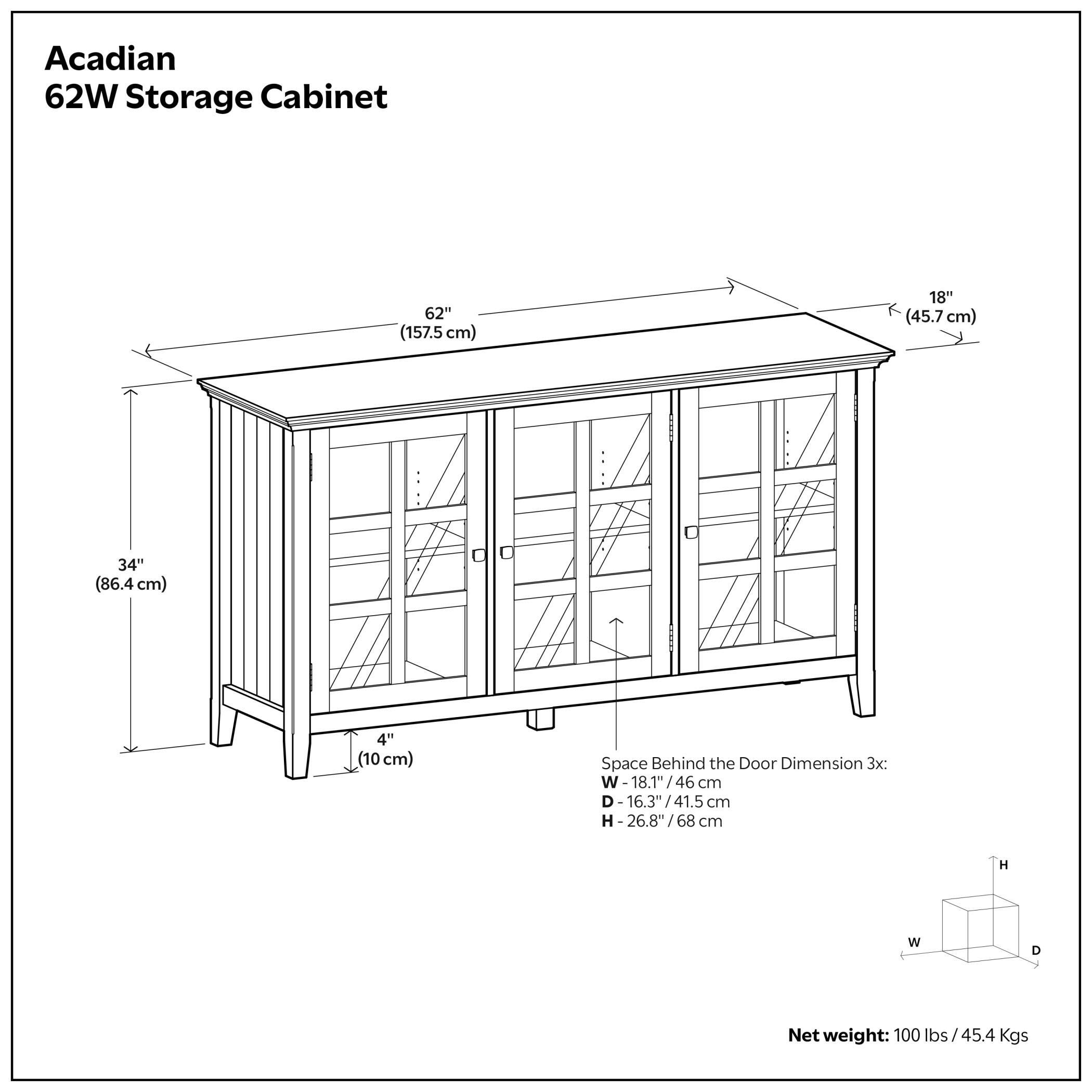 Simpli Home Acadian Rustic White Storage Cabinet, White, large