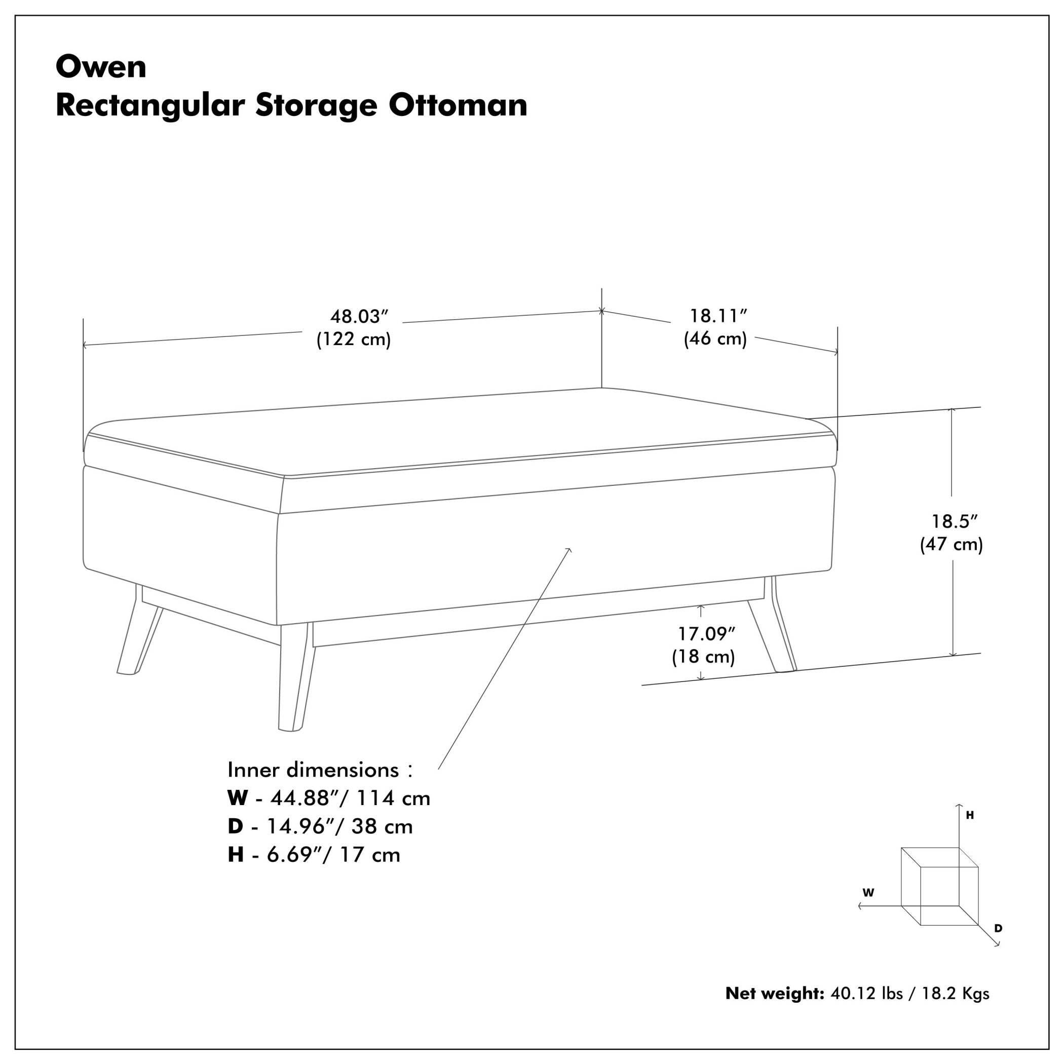 Simpli Home Owen Brown Faux Air Leather Modern Storage Ottoman, Distressed Saddle Brown, large