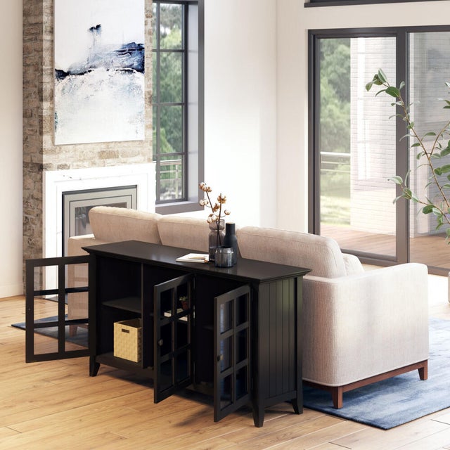 Acadian SOLID WOOD 62 inch Wide Transitional Wide Storage Cabinet in Black