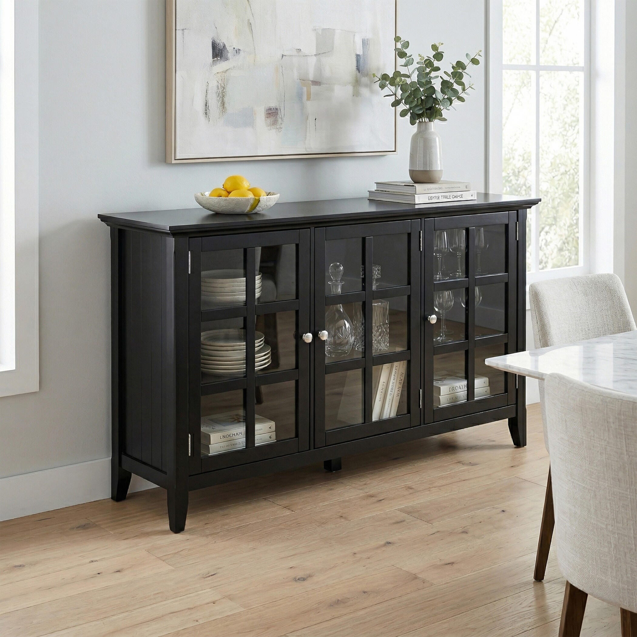 Simpli Home Acadian Black Storage Cabinet, Black, large