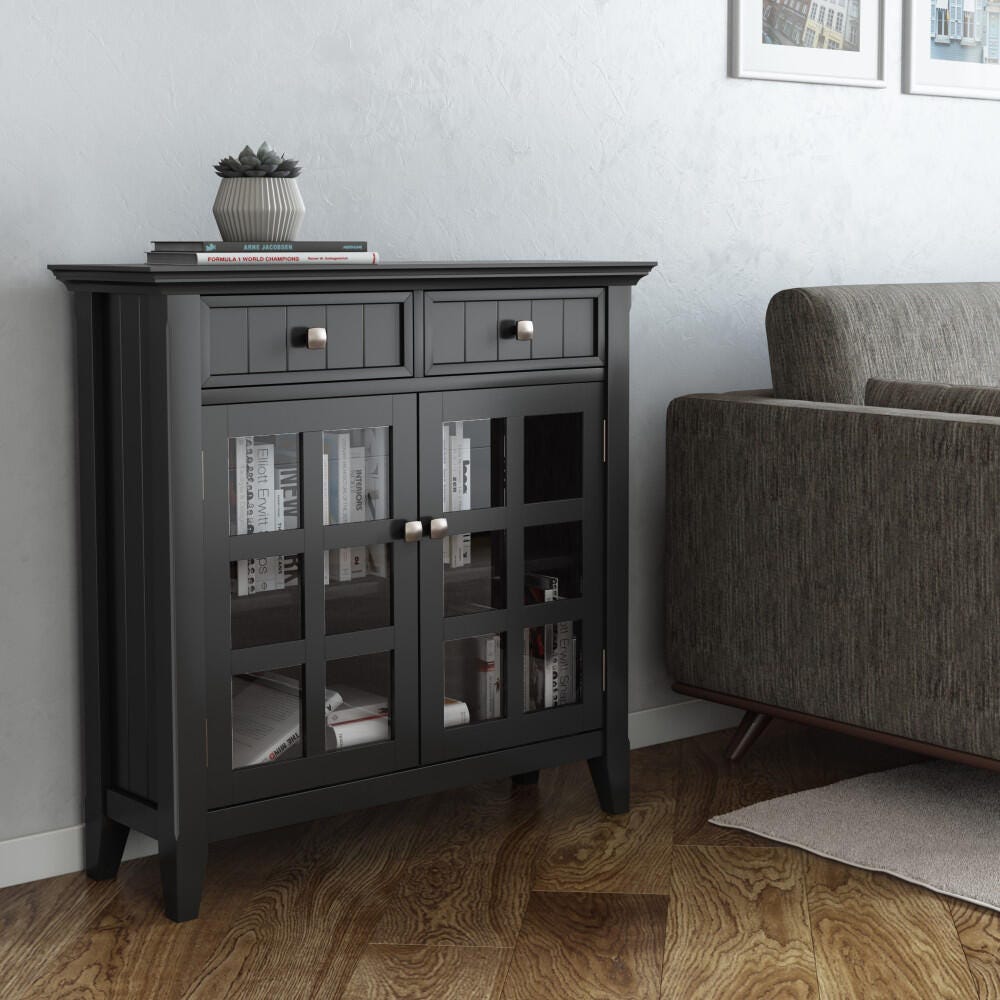 Acadian Rustic Black Storage Cabinet, Black, rollover