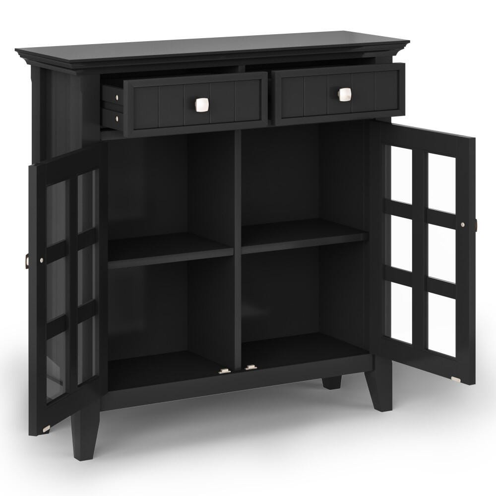 Acadian Rustic Black Storage Cabinet, Black, large