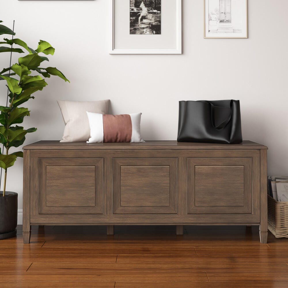 Connaught Brown Storage Bench Trunk, Brown, rollover