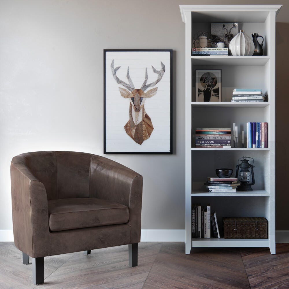 Austin Brown Faux Air Leather Tub Chair, Dark Brown, rollover