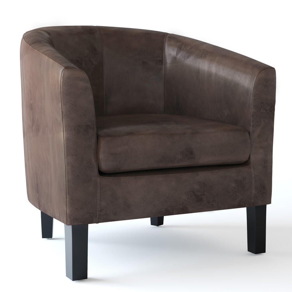 Austin Brown Faux Air Leather Tub Chair, Dark Brown, large